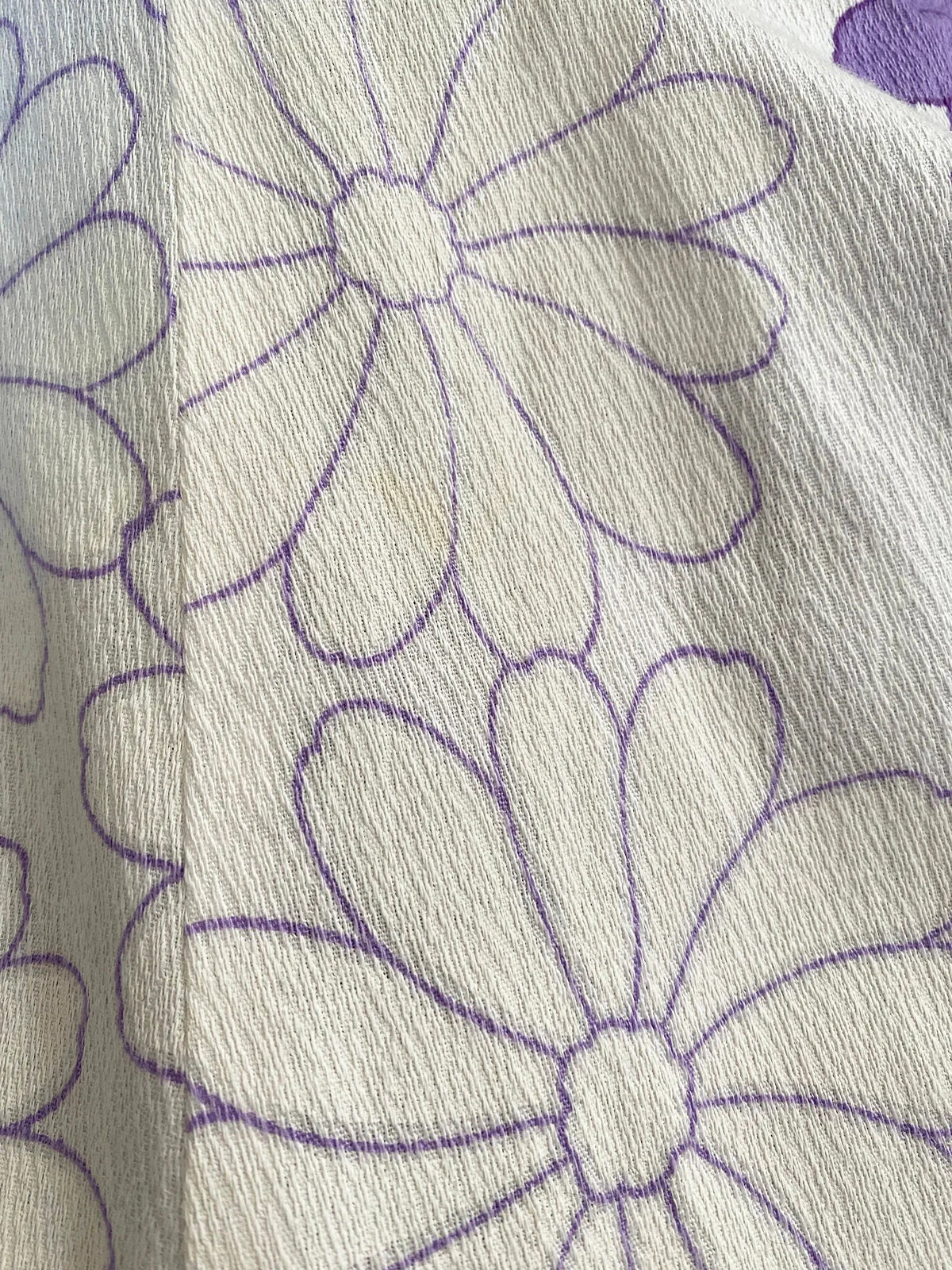 Vintage 60s Hawaiian Floral Maxi Dress Purple Lavender and White Tropical Flower Print Ombre Lounge Hostess Summer Gown Small by Uimaikai - Image 10