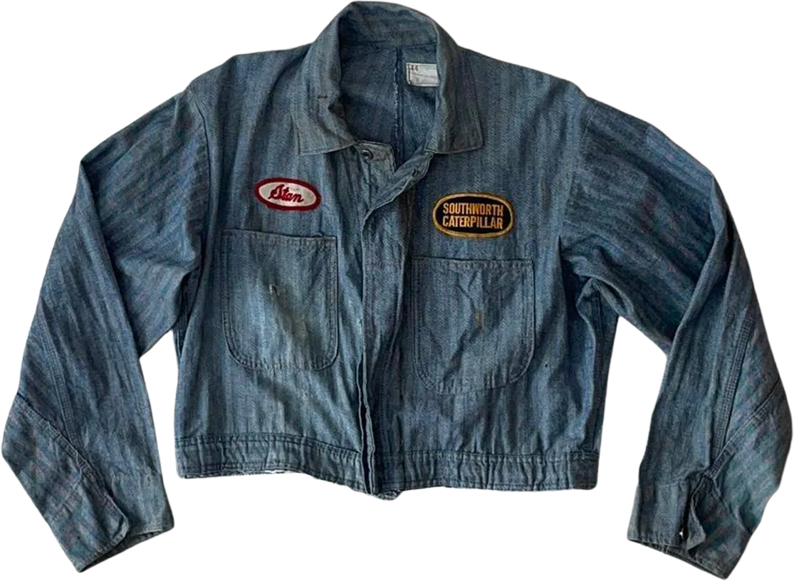 Vintage 60s Hbt Distressed Caterpillar Mechanics Diy Coverall Jacket