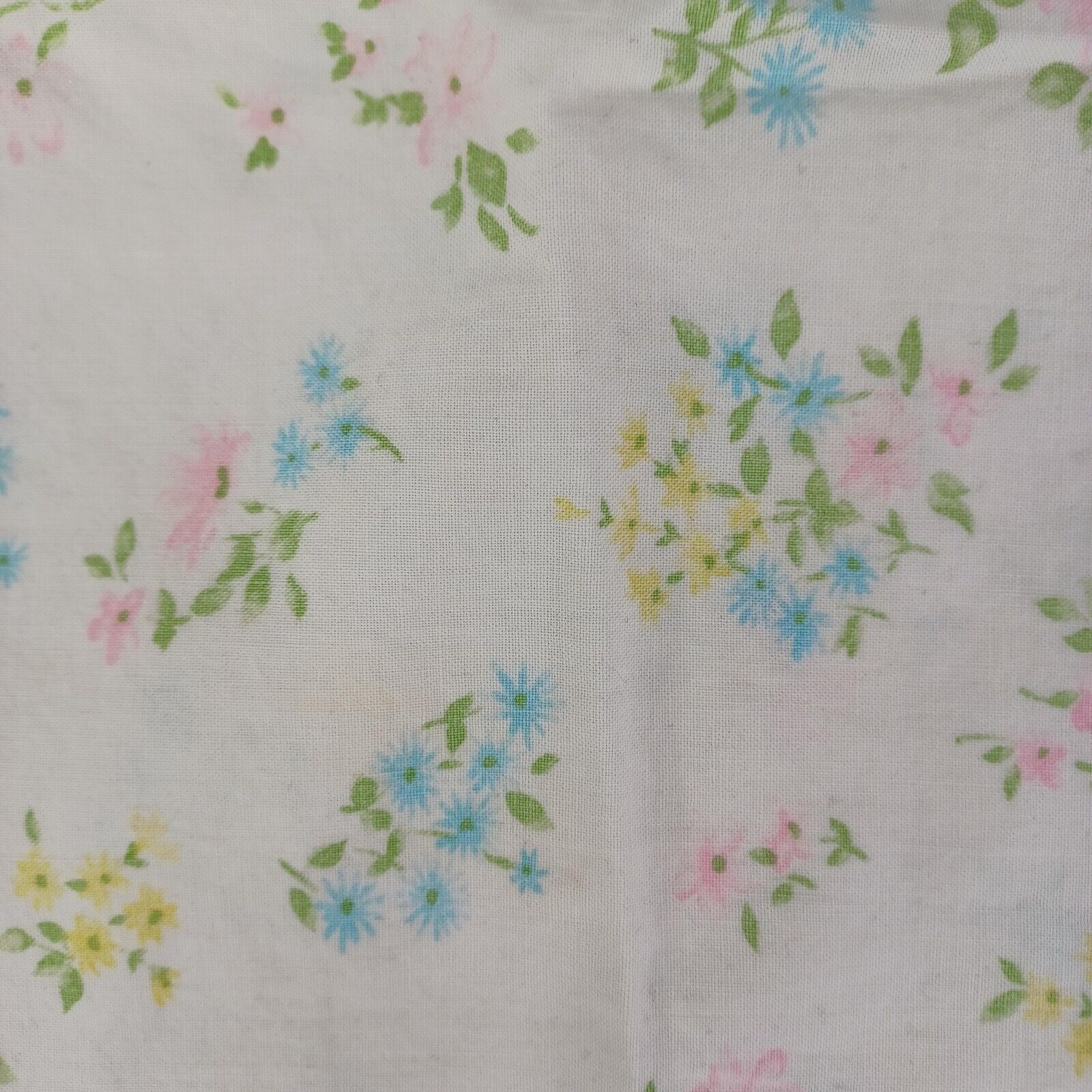 Vintage 60s King Size Pillowcase X 1 Flower Country Cottage White Pink Blue - Image 2