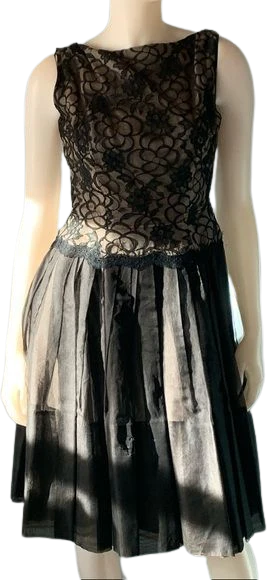 Vintage 60s Lace and Organza Party Dress Fragile
