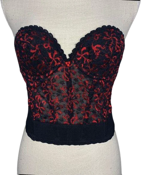 Vintage 60s Lace Open Back Bustier 36a by  Jc Penney