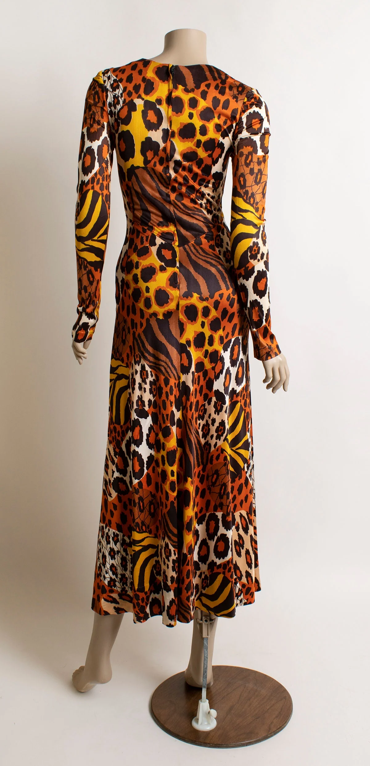 Vintage 60s Leopard Print Maxi Dress Tiger and Cheetah Cat Animal Print Wild Jungle Safari Long Sleeve Dress by Put On Small by Put On - Image 2