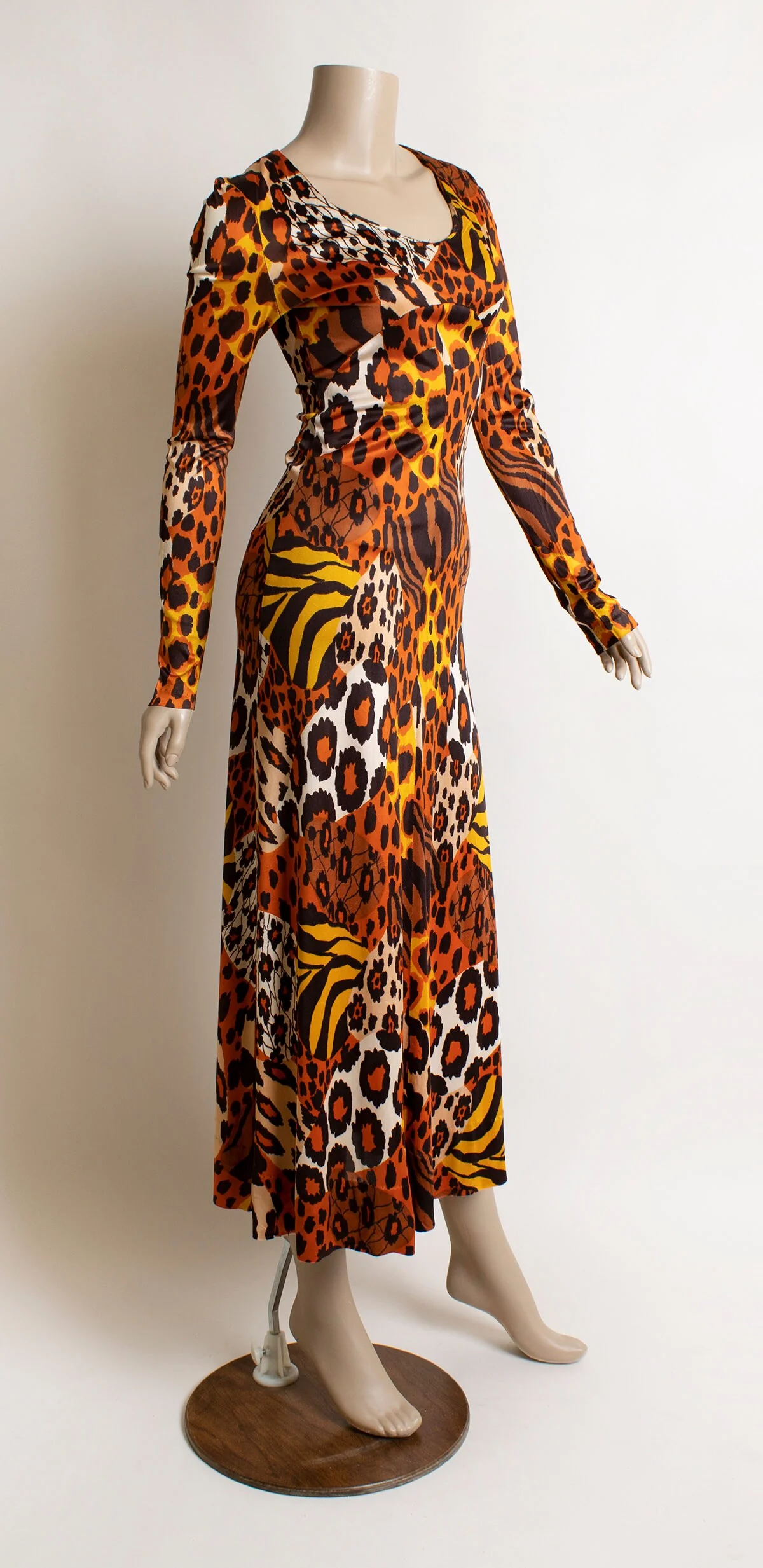 Vintage 60s Leopard Print Maxi Dress Tiger and Cheetah Cat Animal Print Wild Jungle Safari Long Sleeve Dress by Put On Small by Put On - Image 4