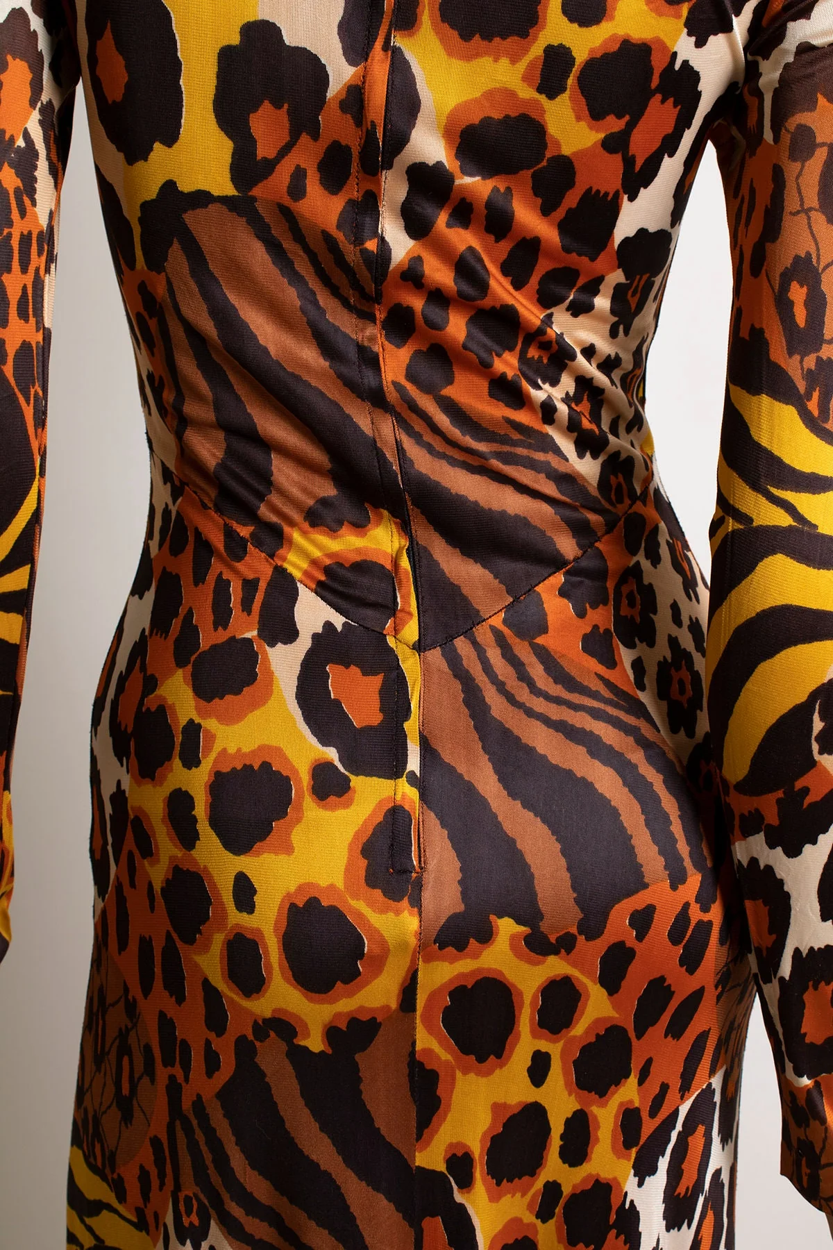 Vintage 60s Leopard Print Maxi Dress Tiger and Cheetah Cat Animal Print Wild Jungle Safari Long Sleeve Dress by Put On Small by Put On - Image 5
