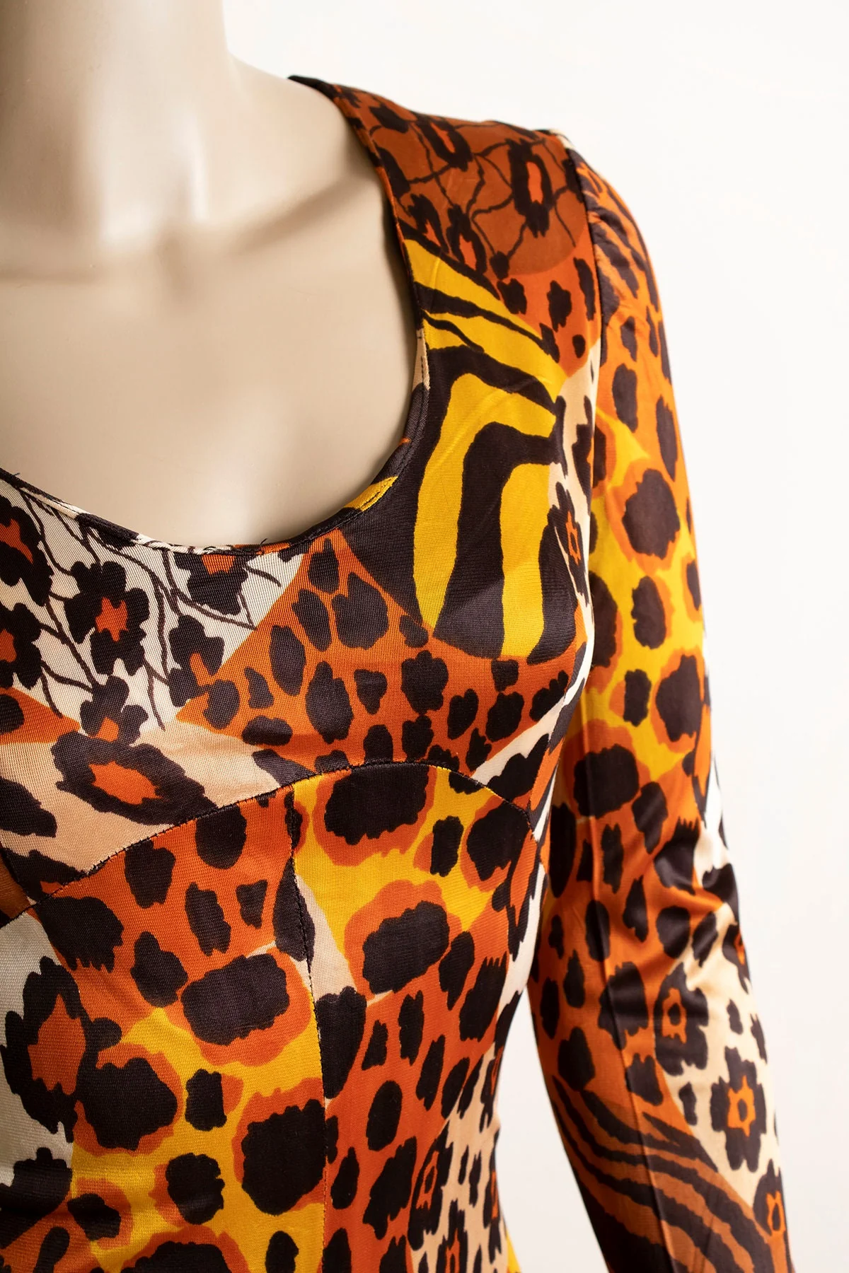 Vintage 60s Leopard Print Maxi Dress Tiger and Cheetah Cat Animal Print Wild Jungle Safari Long Sleeve Dress by Put On Small by Put On - Image 7