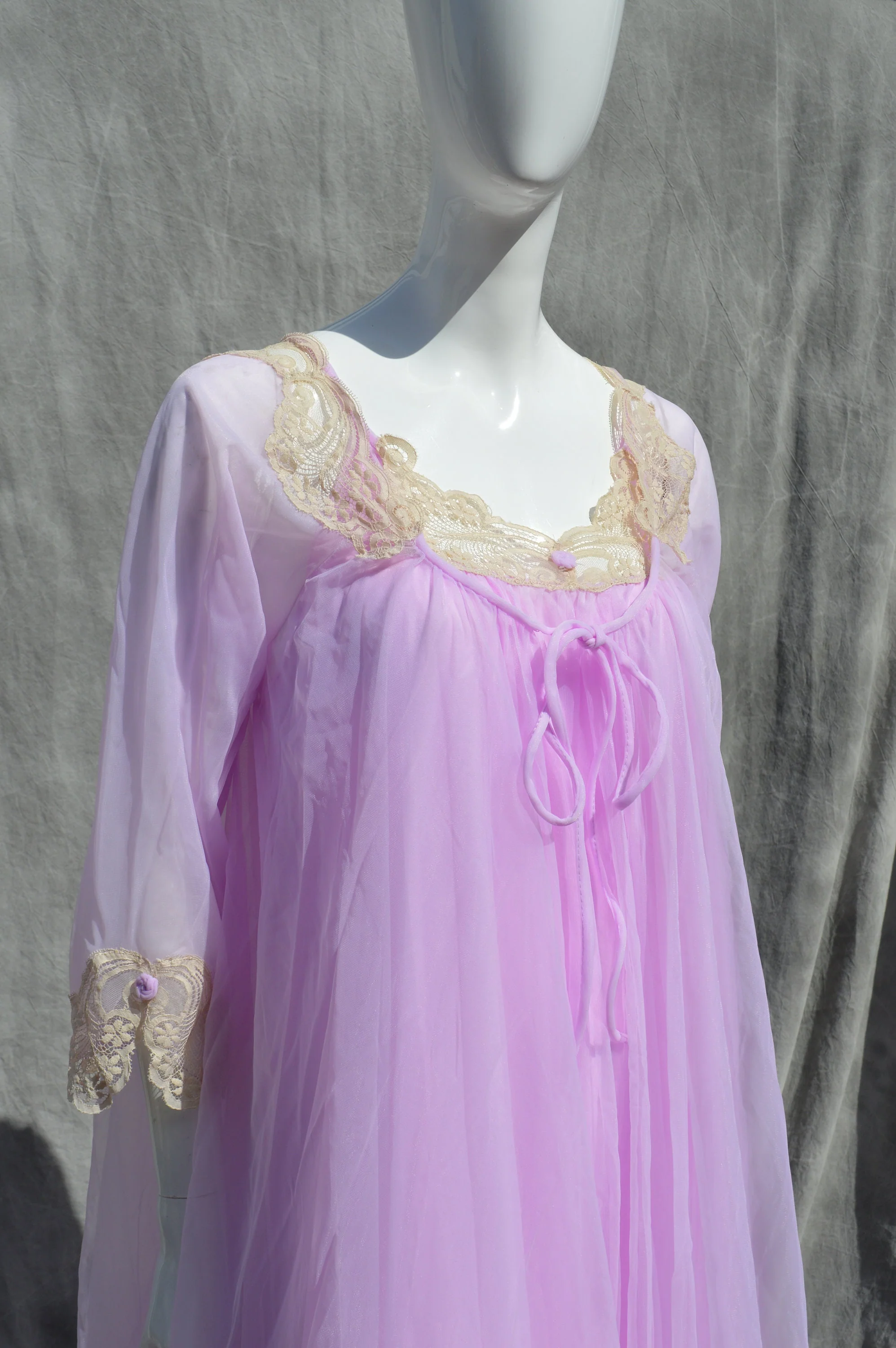Vintage 60s Lingerie Never Used Old Stock Nightgown Set Slip and Robe Size Small Sexy Flowy by Intime - Image 10