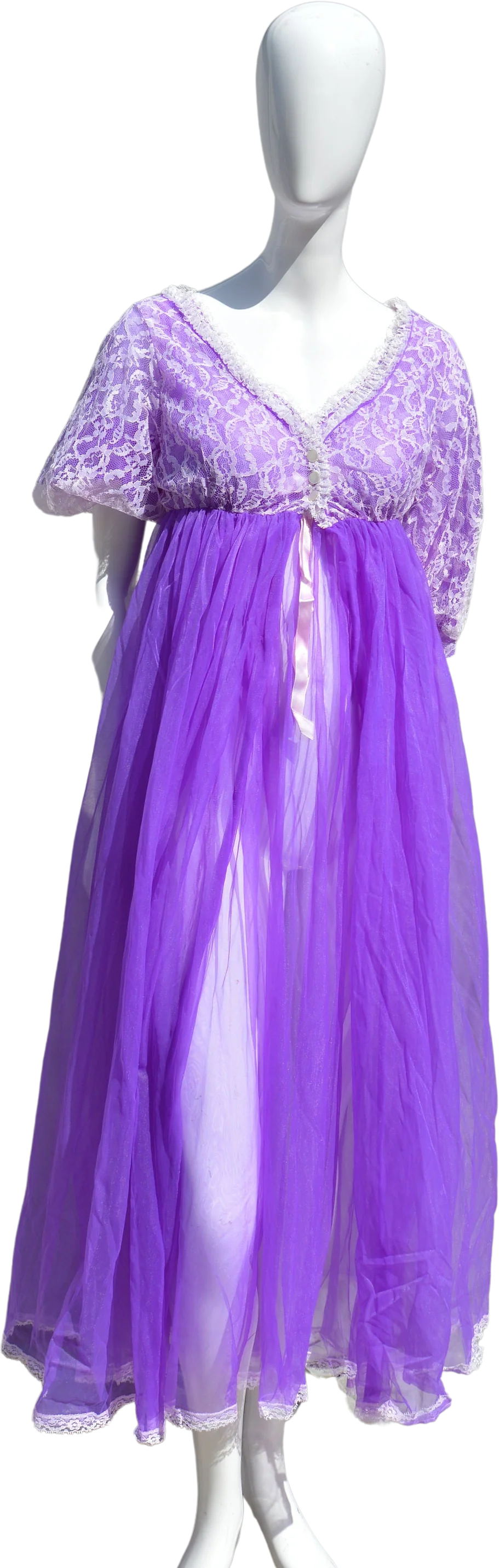 Vintage 60s Lingerie Never Used Old Stock Nightgown Sheer Slip and Robe Purple Neon Medium Sexy by The Kaliman by Belle Smith