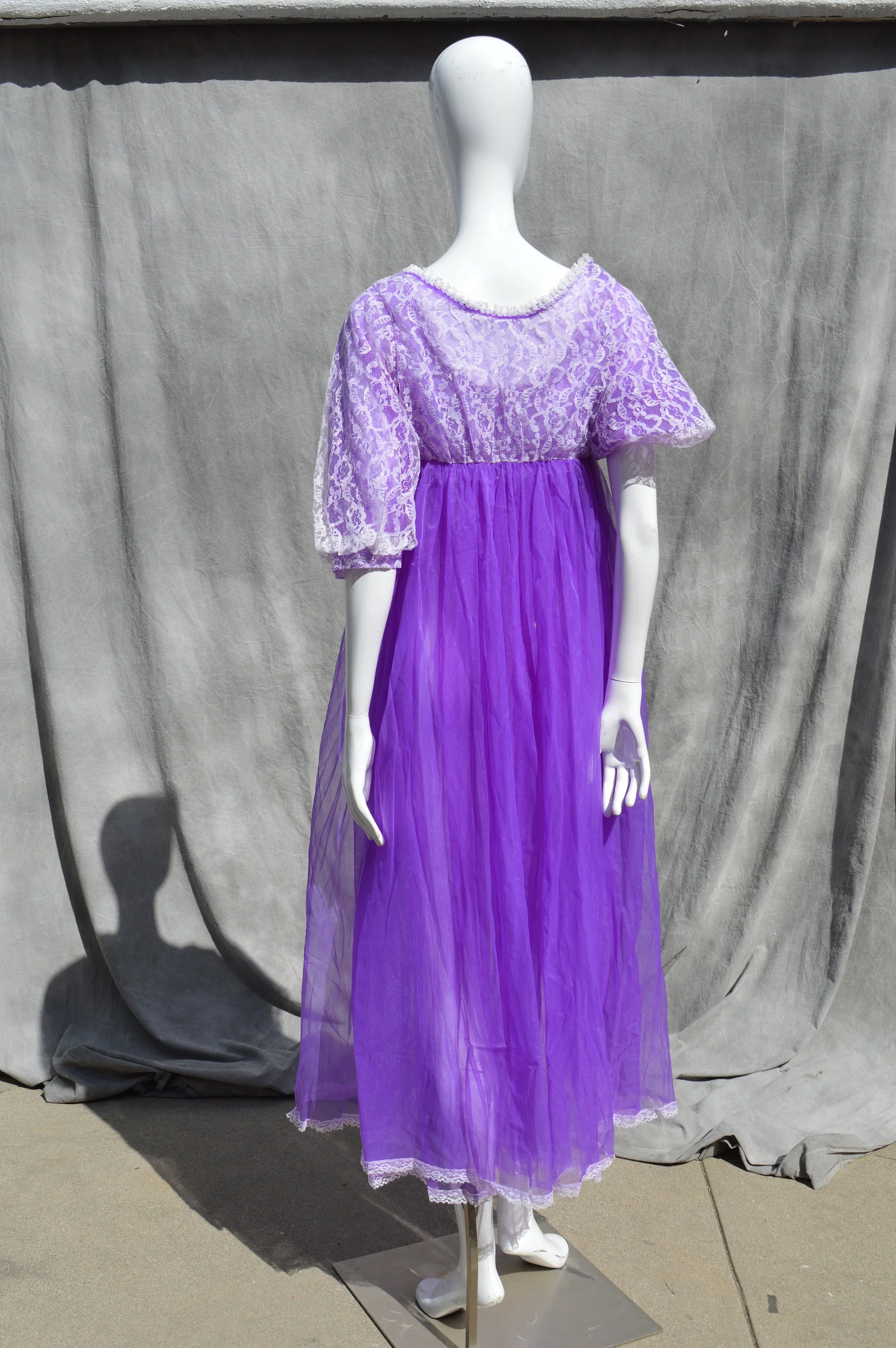 Vintage 60s Lingerie Never Used Old Stock Nightgown Sheer Slip and Robe Purple Neon Medium Sexy by The Kaliman by Belle Smith - Image 2