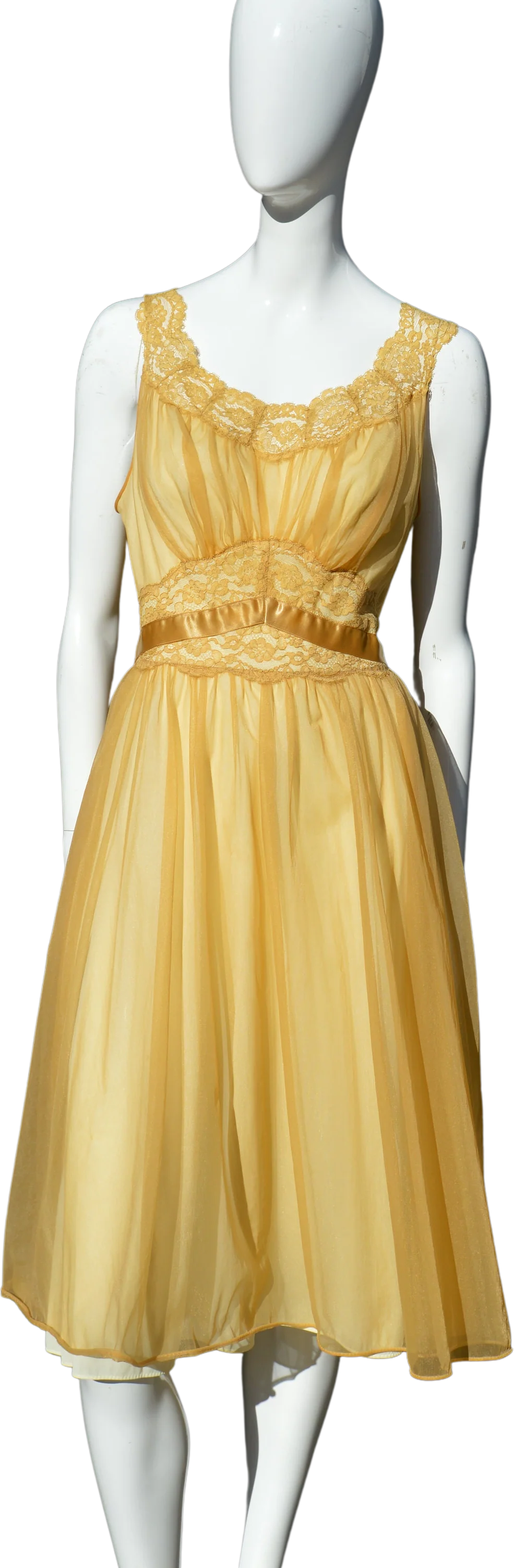 Vintage 60s Lingerie Slip Dress Undergarment Pin Up Size M Ecru Lace Trim Sexy Nylon Underdress Dress Flirty The