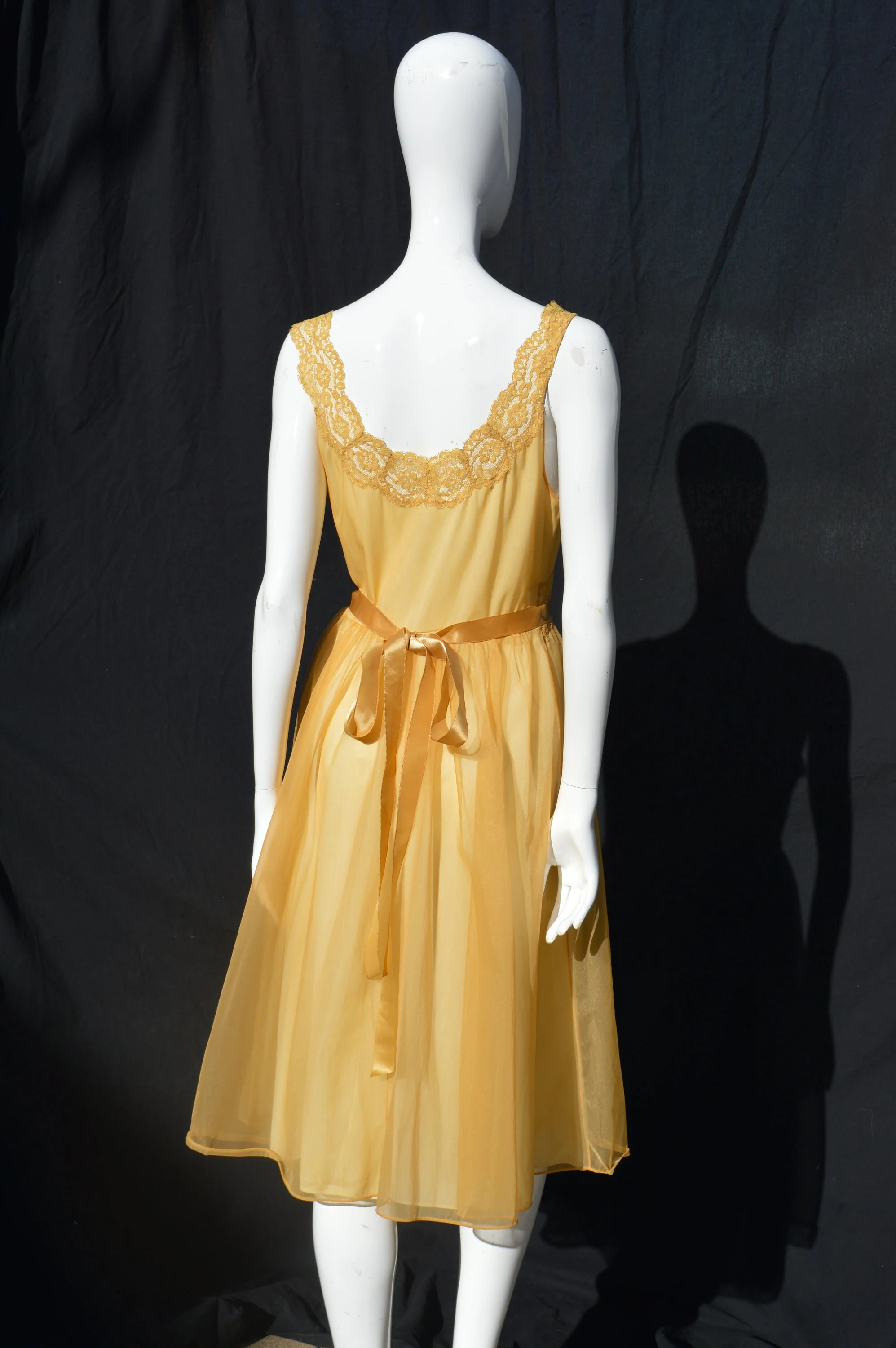 Vintage 60s Lingerie Slip Dress Undergarment Pin Up Size M Ecru Lace Trim Sexy Nylon Underdress Dress Flirty The - Image 4