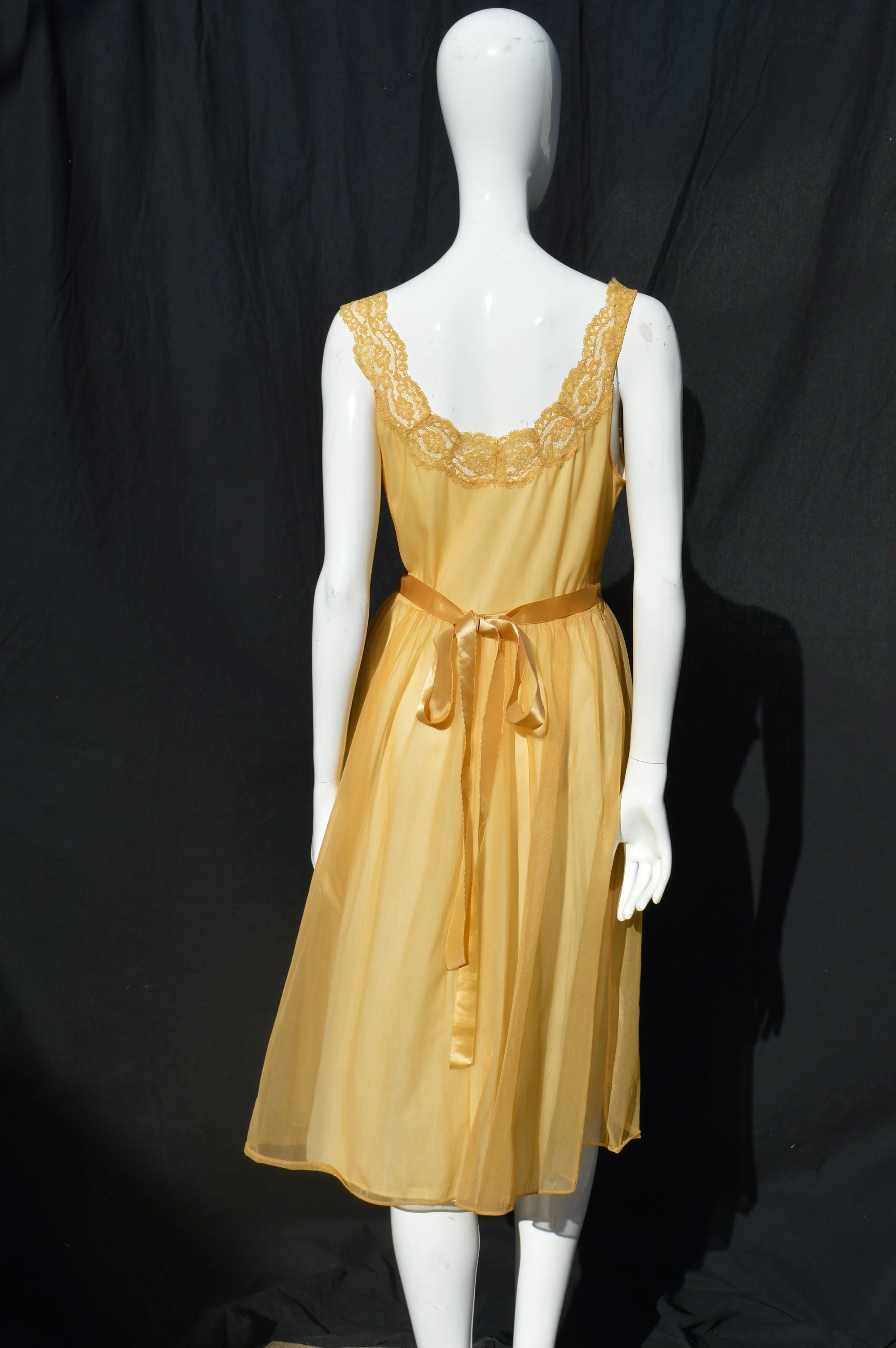 Vintage 60s Lingerie Slip Dress Undergarment Pin Up Size M Ecru Lace Trim Sexy Nylon Underdress Dress Flirty The - Image 5