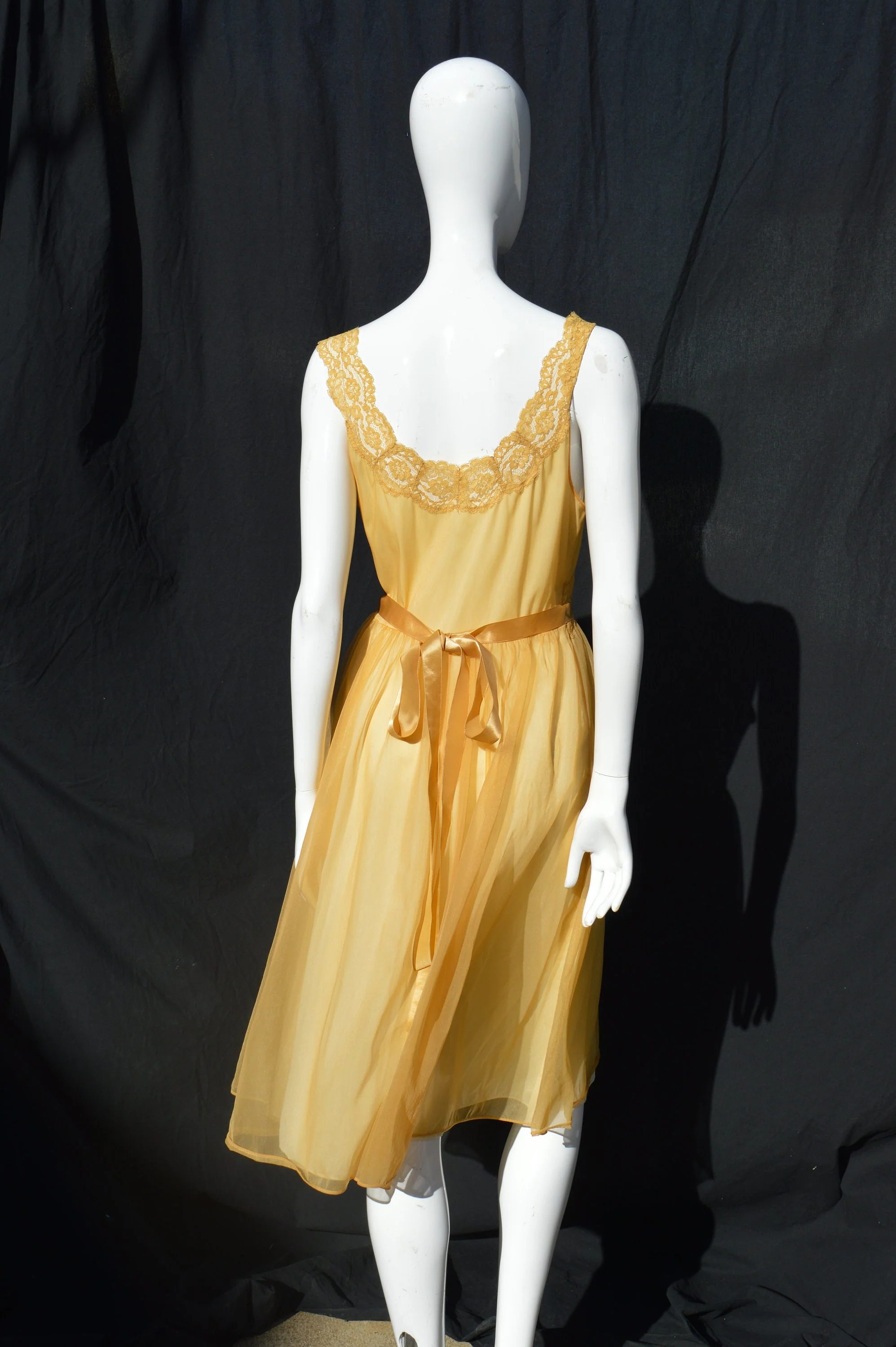 Vintage 60s Lingerie Slip Dress Undergarment Pin Up Size M Ecru Lace Trim Sexy Nylon Underdress Dress Flirty The - Image 6
