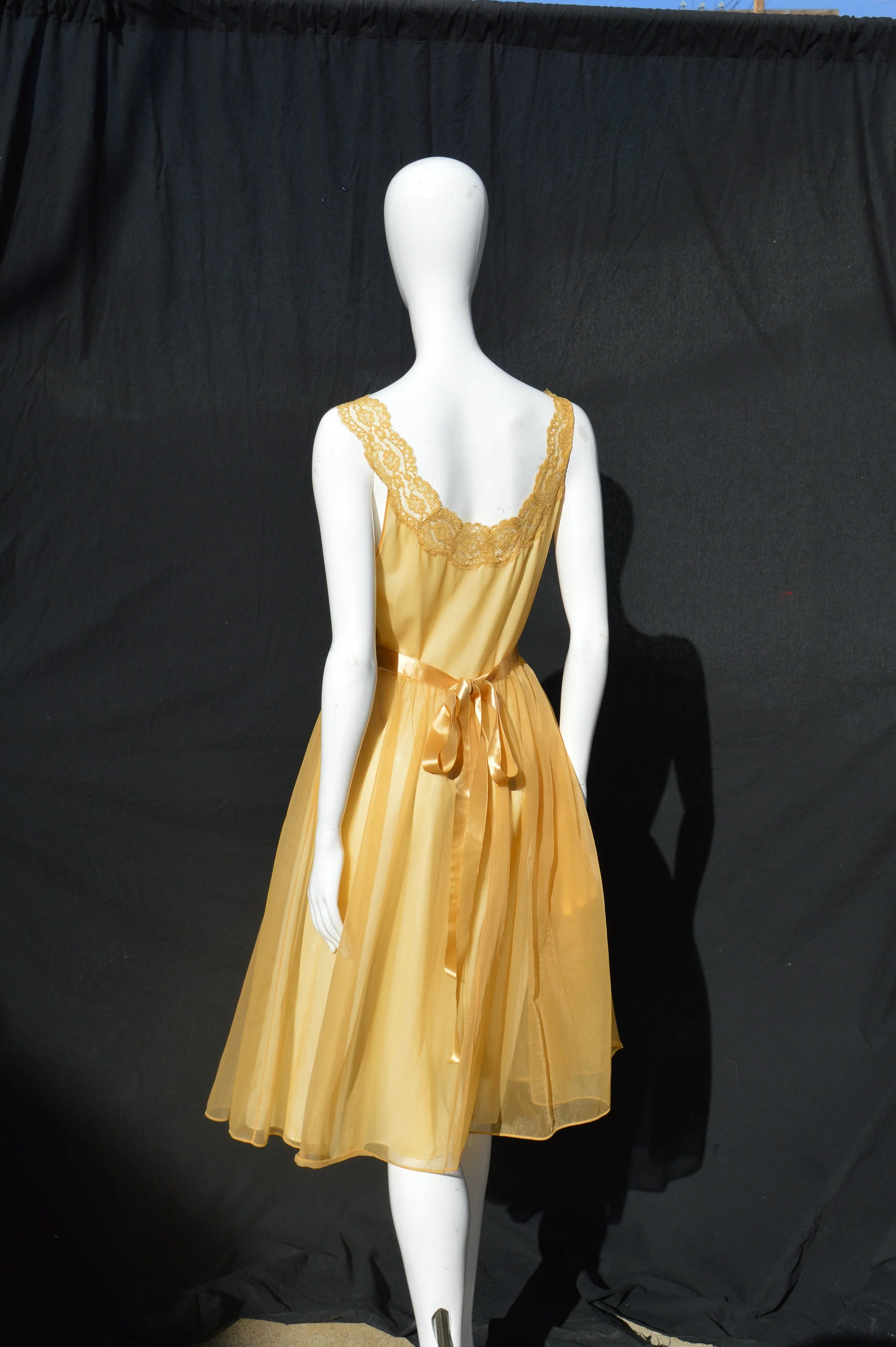 Vintage 60s Lingerie Slip Dress Undergarment Pin Up Size M Ecru Lace Trim Sexy Nylon Underdress Dress Flirty The - Image 7