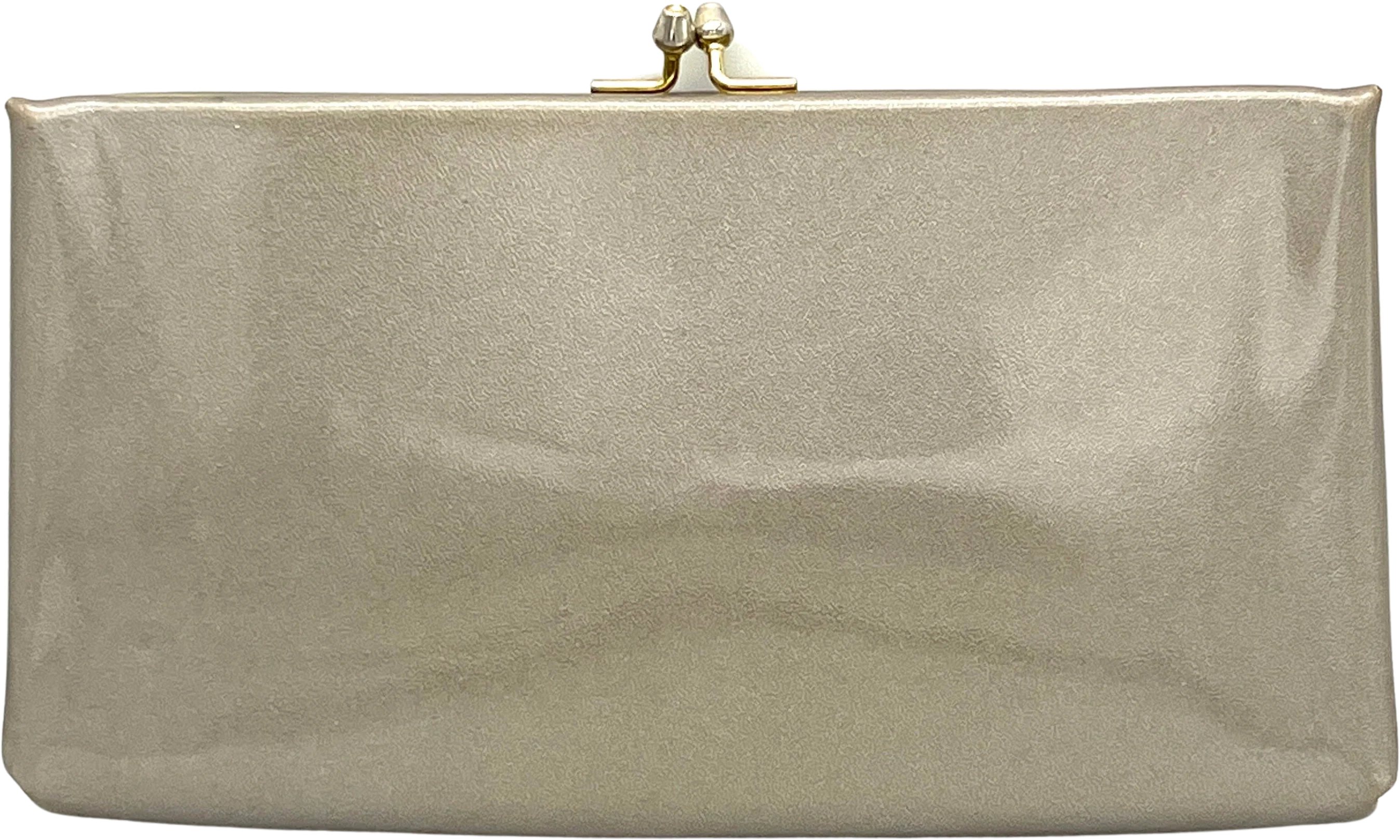 Vintage 60s Lucite Handle Taupe Purse - Image 3