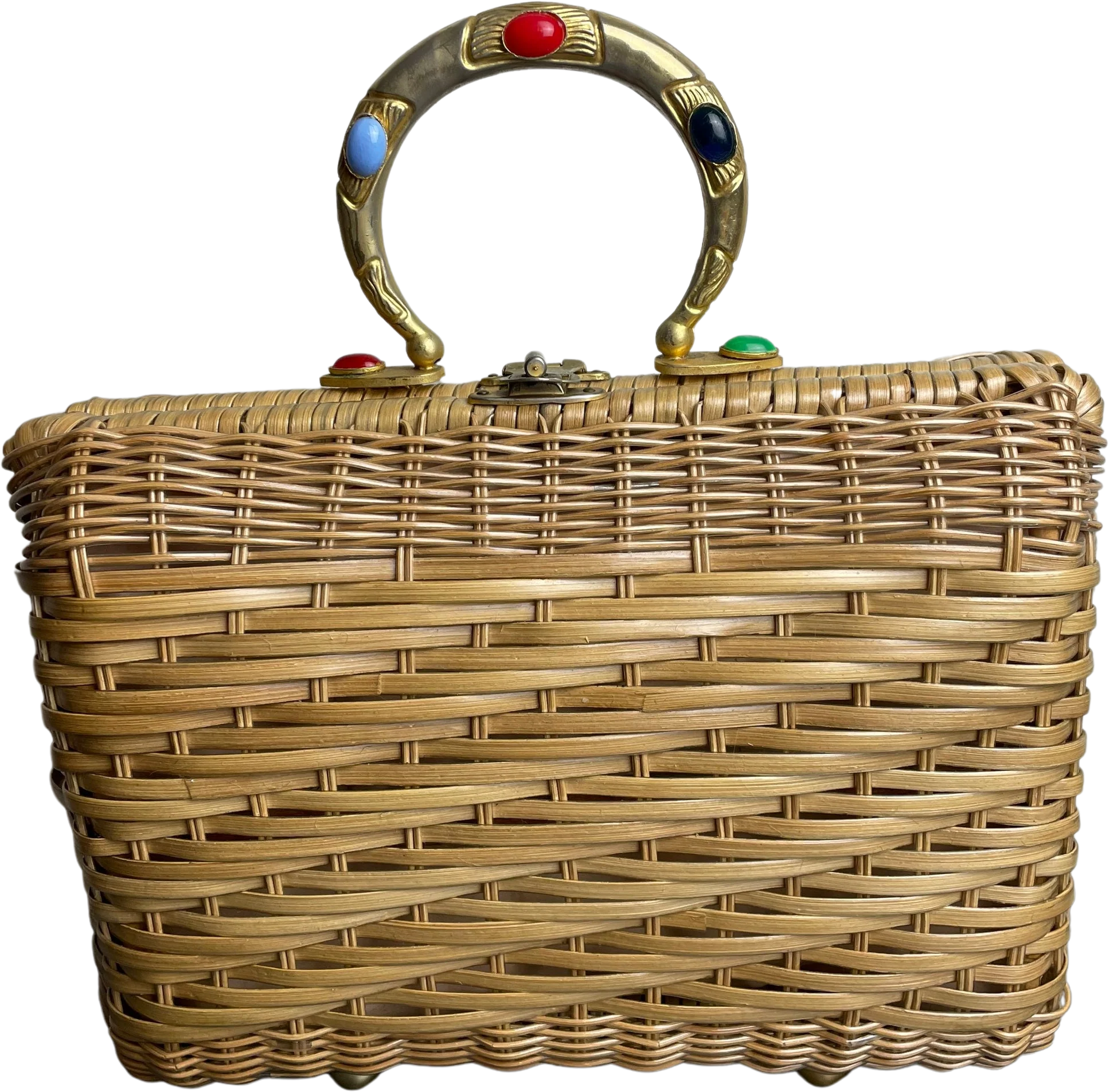 Vintage 60s Midcentury Wicker Top Handle Purse