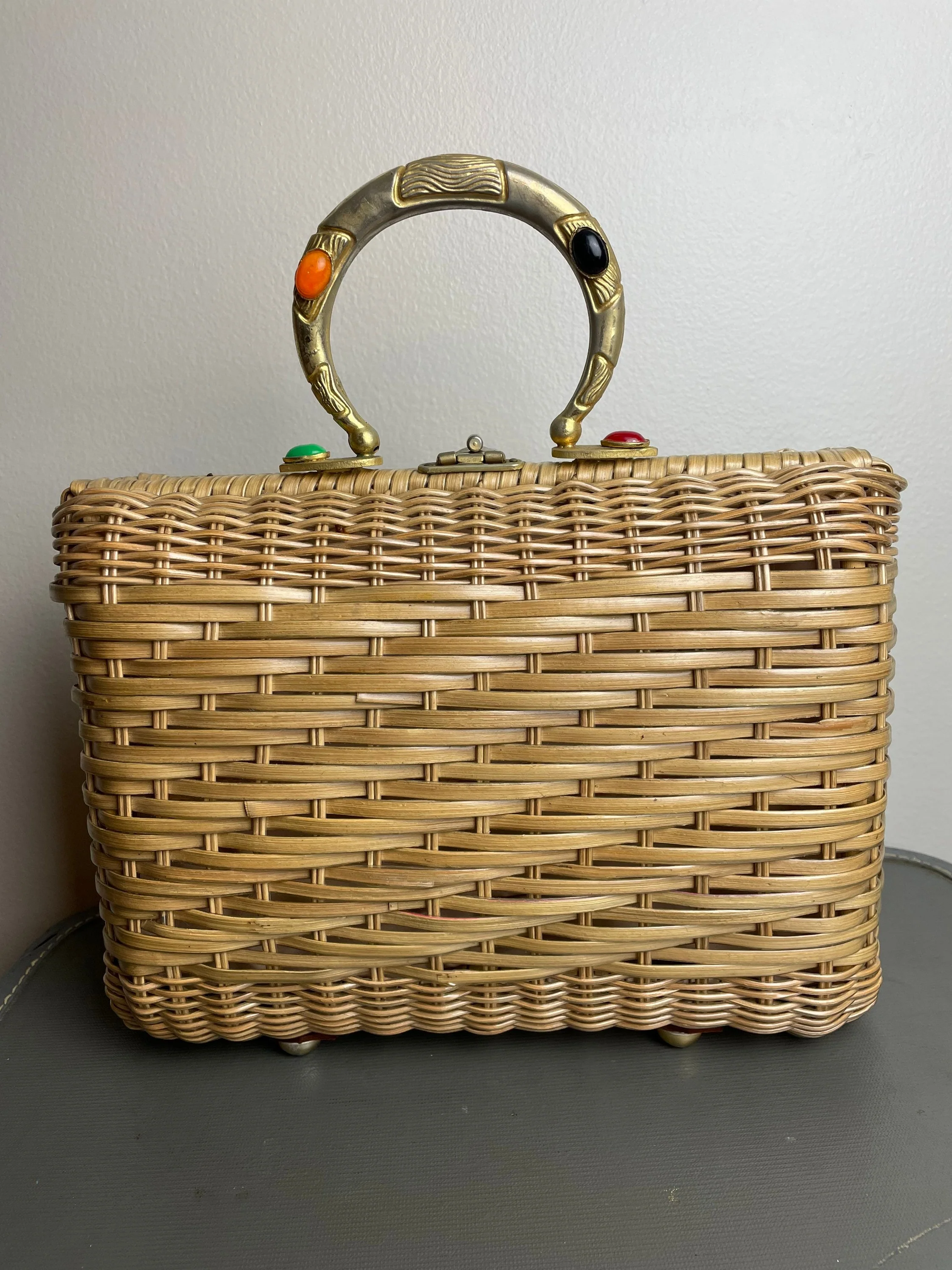 Vintage 60s Midcentury Wicker Top Handle Purse - Image 2
