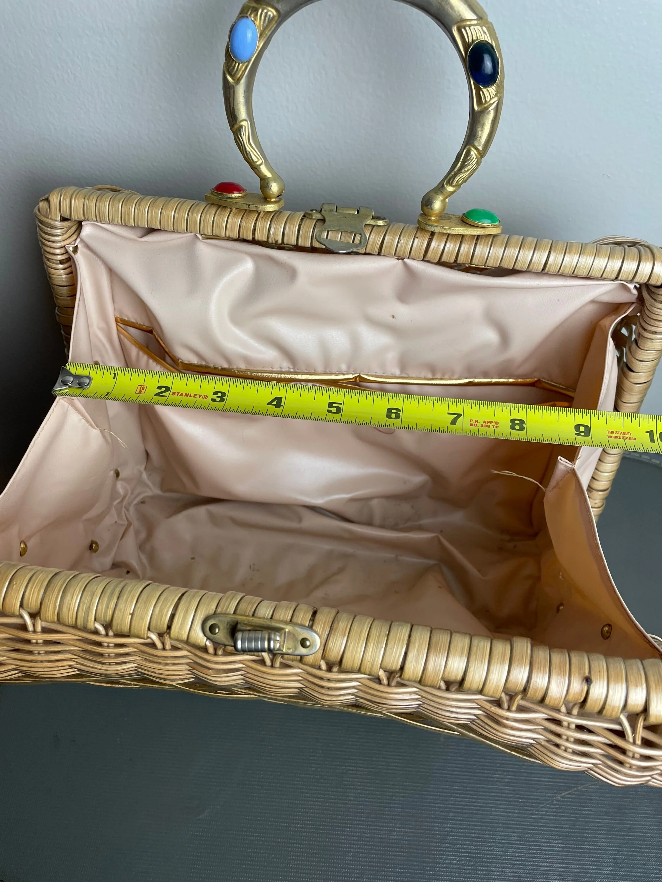 Vintage 60s Midcentury Wicker Top Handle Purse - Image 6