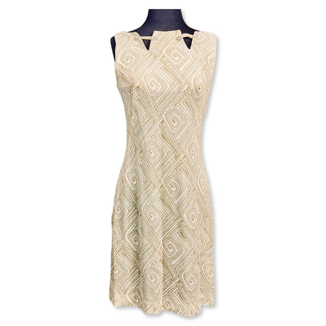 Vintage 60s Mod Cocktail Dress 60s Metallic Sheath Dress 60s Silver and Gold Dress, 60s Mod Party Dress, Vintage Holiday Dress, Deadstock - Image 7