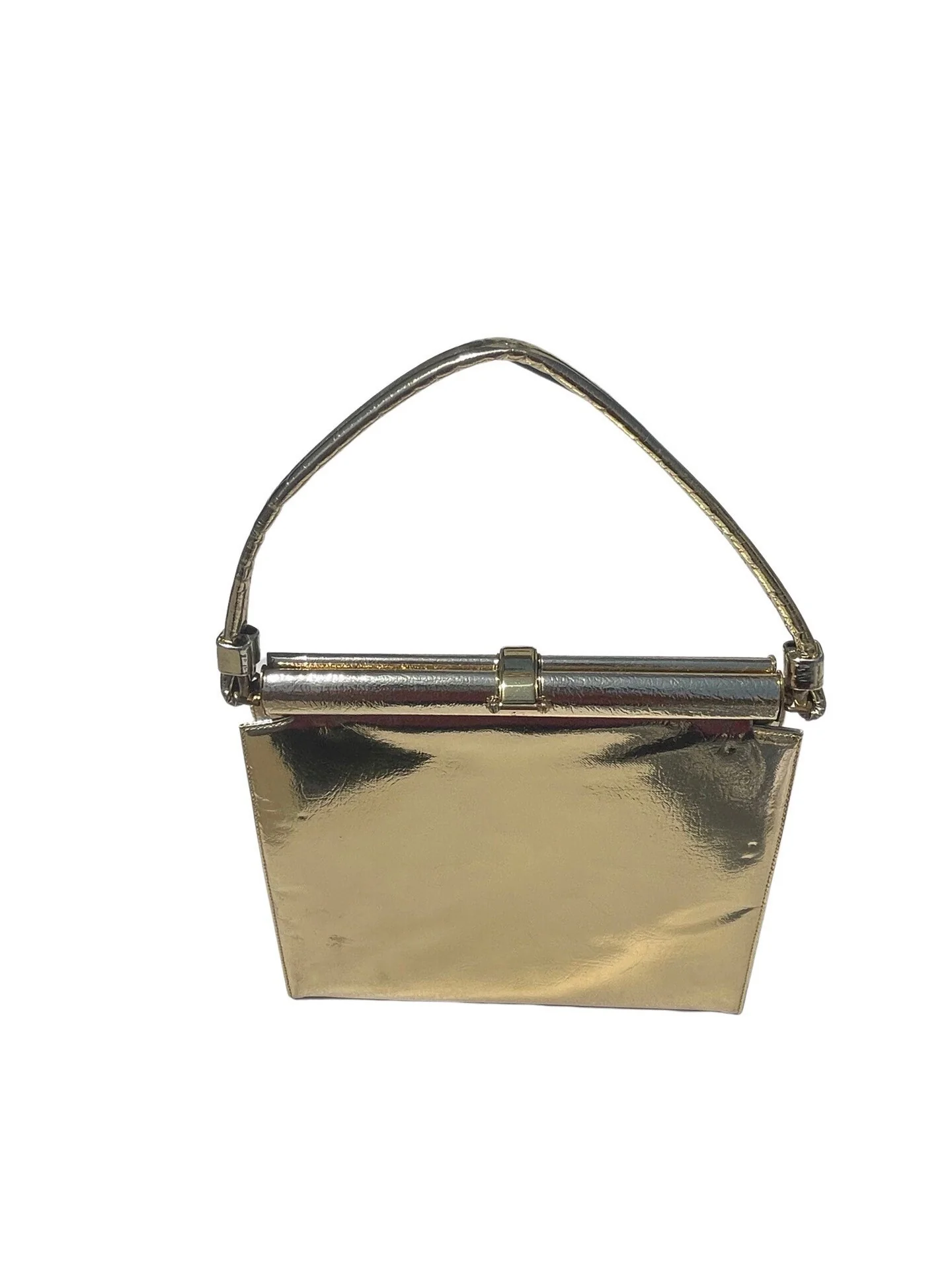 Vintage 60s Mod Gold Lamé Handbag Purse Bag Evening Bag Mint Mid Century Palm Springs Modern by Mel-ton - Image 3
