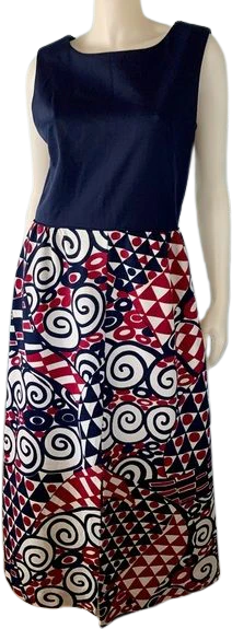 Vintage 60s Mod Maxi Dress Navy Blue Sleeveless Hostess Gown