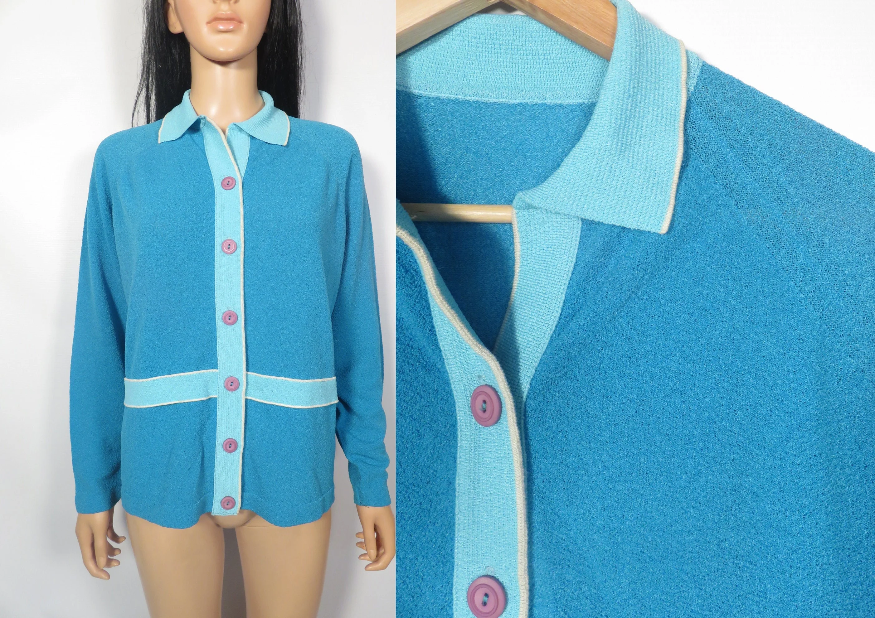 Vintage 60s Mod Plus Size Unisex Knit Top/cardigan Size Xl by Talbott Traveler - Image 3
