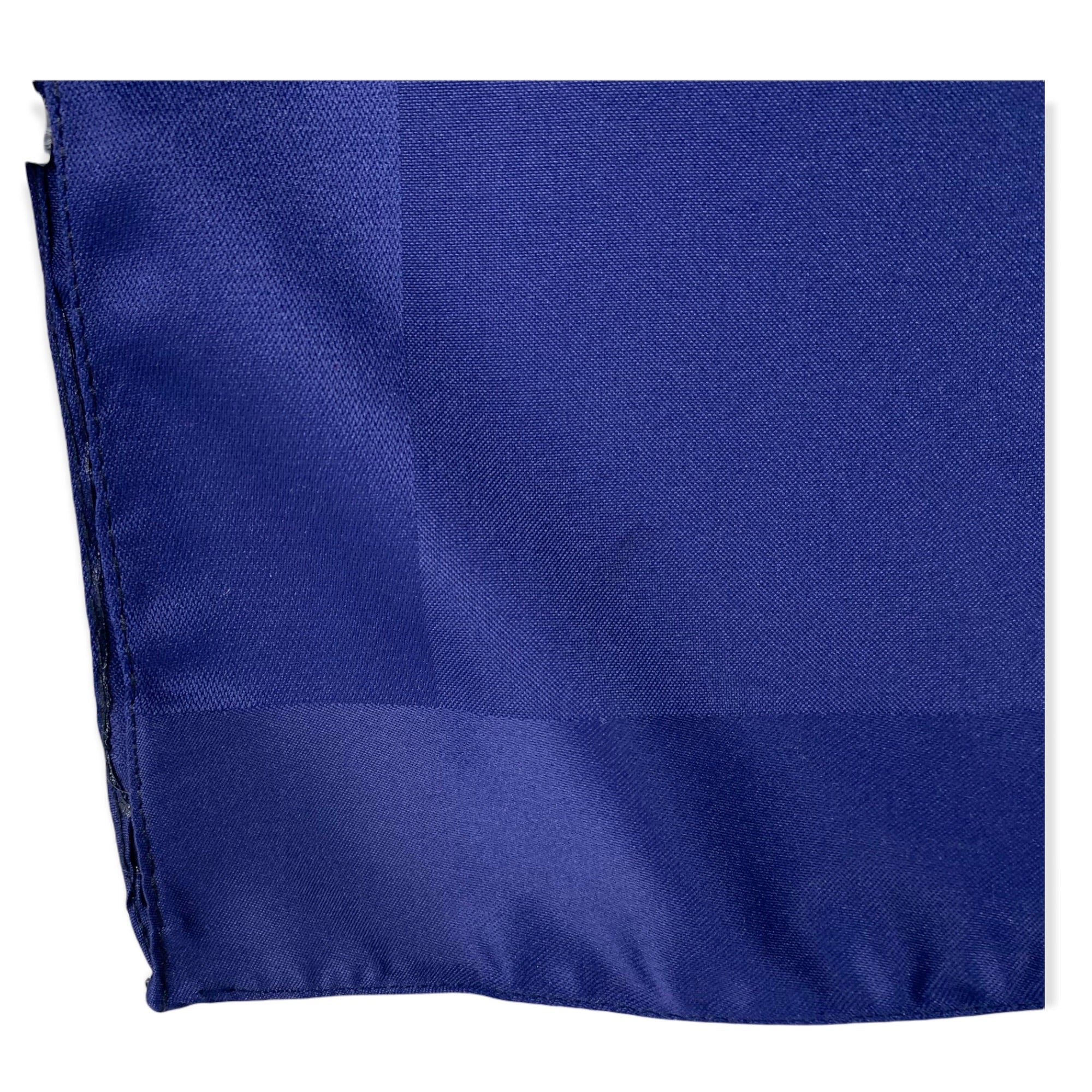 Vintage 60s Navy Blue Sirocco Italian Satin Trim Square Scarf - Image 4