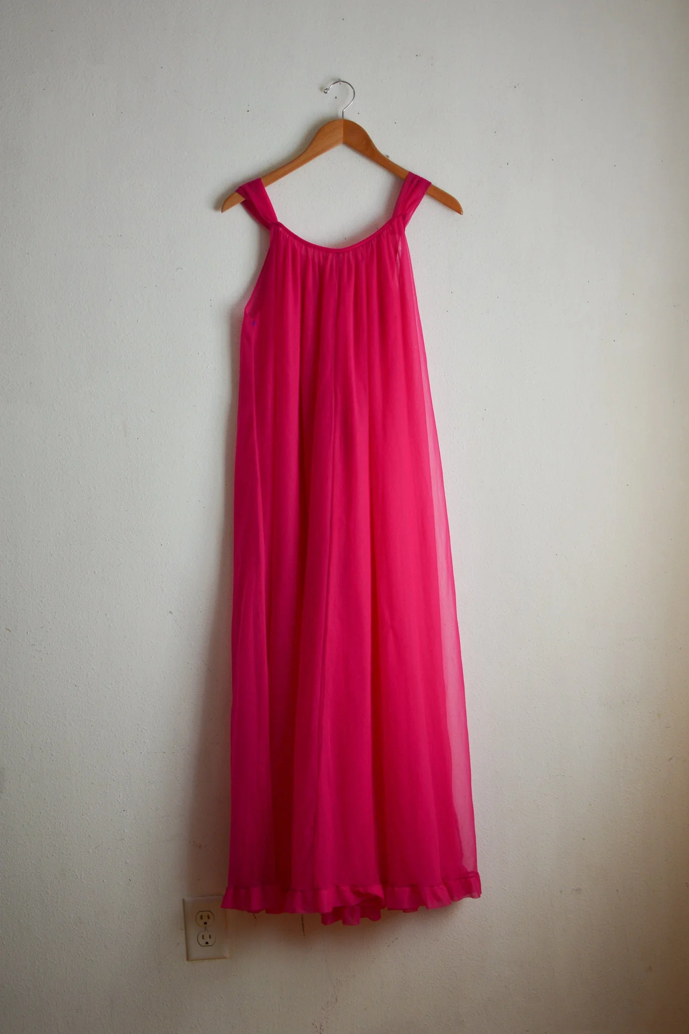 Vintage 60s Neon Pink Slip Dress Pom Pom Feathers S/m Bright by Jenelle - Image 9