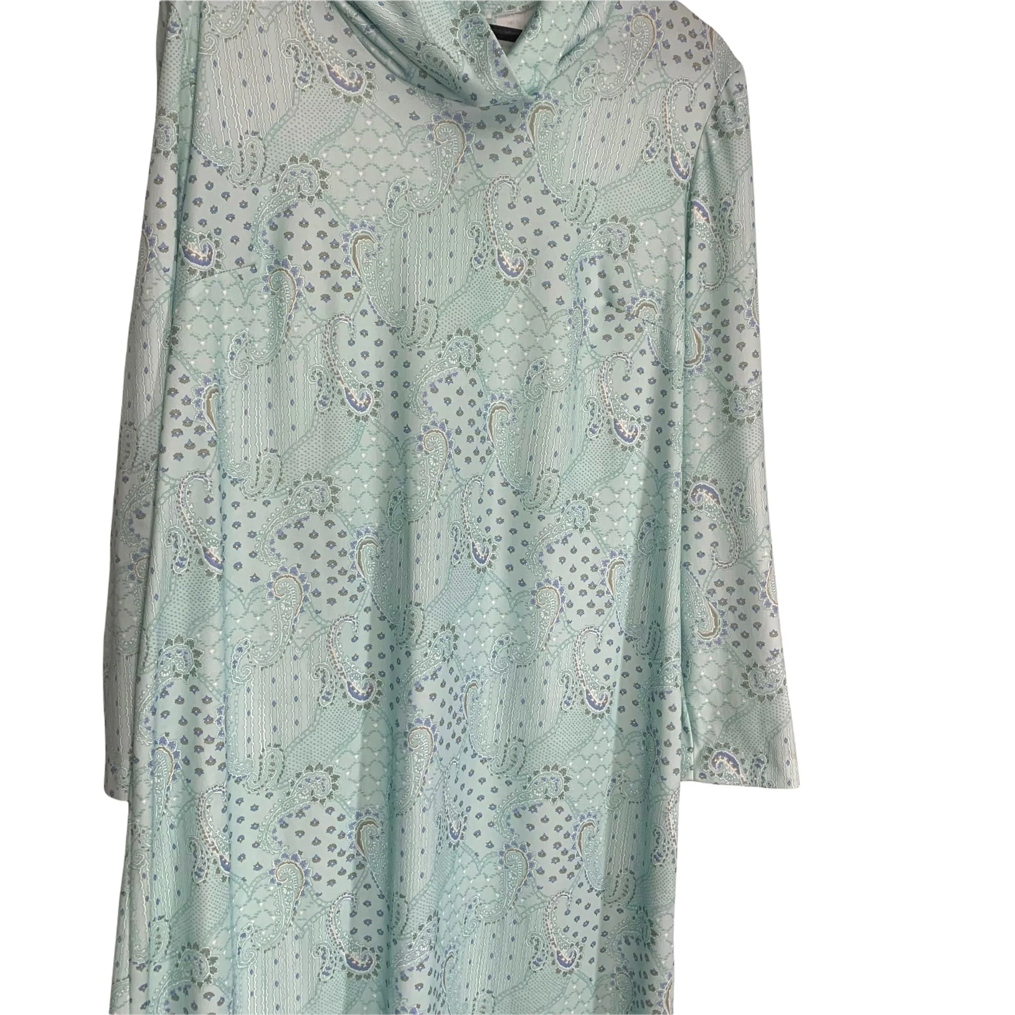 Vintage 60s Paisley Loose Turtleneck Long Sleeve Swing Dress Xl by Forever Young - Image 3