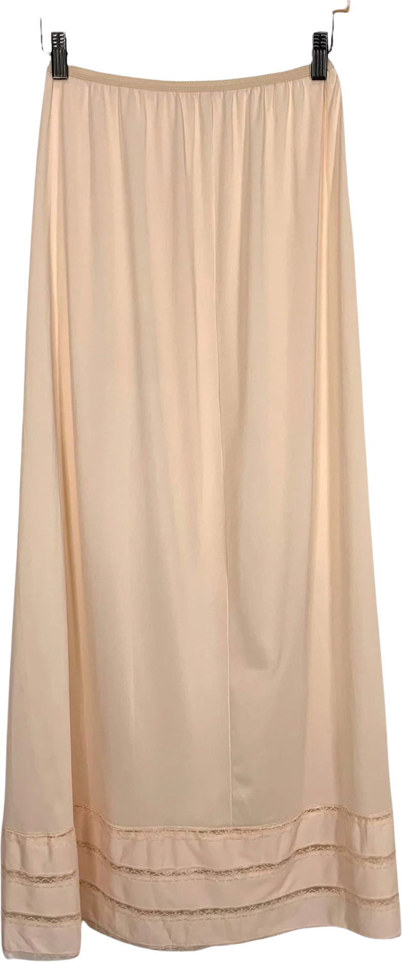 Vintage 60s Peach Lace Side Slit Trim Full Length Slip Medium by Texsheen