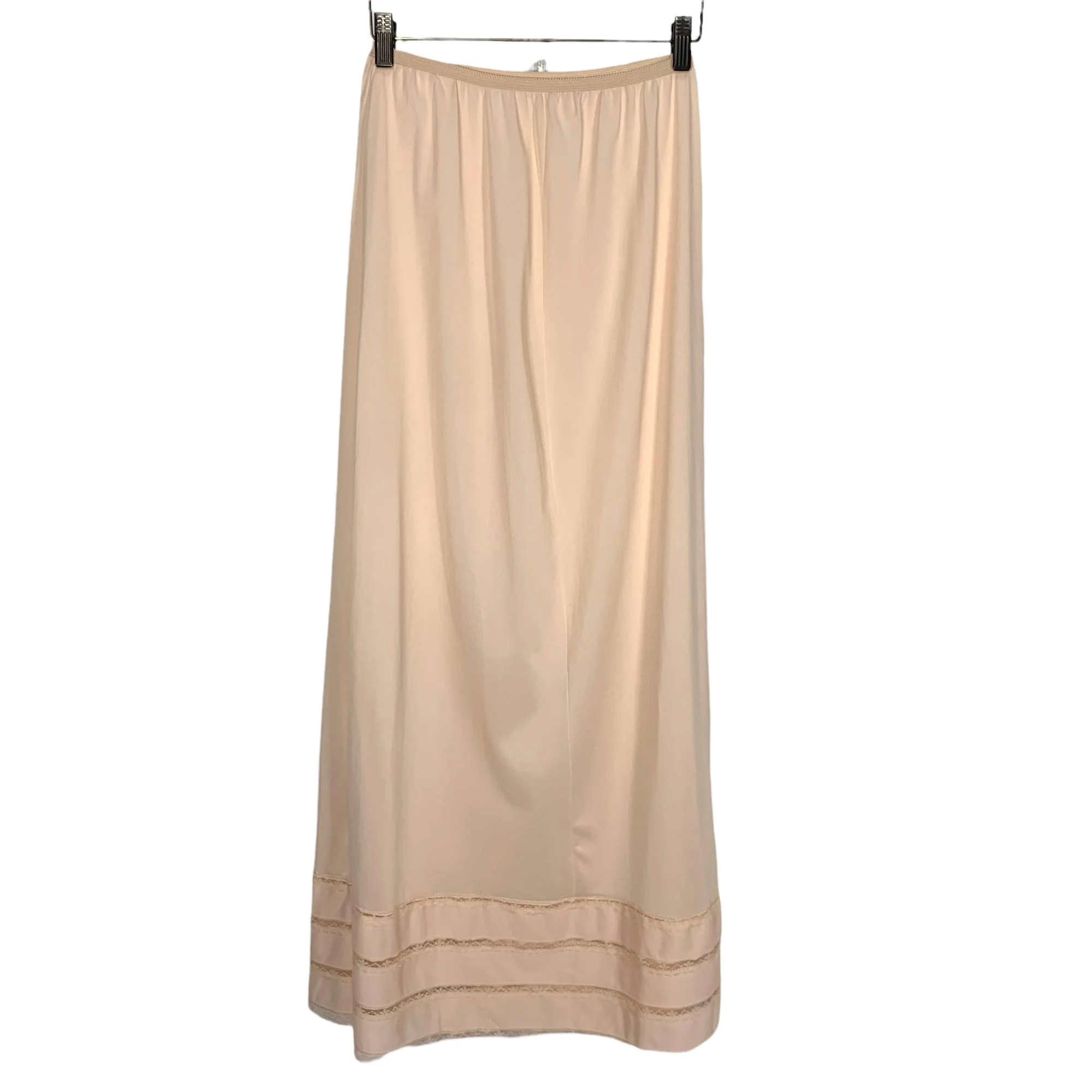 Vintage 60s Peach Lace Side Slit Trim Full Length Slip Medium by Texsheen - Image 2