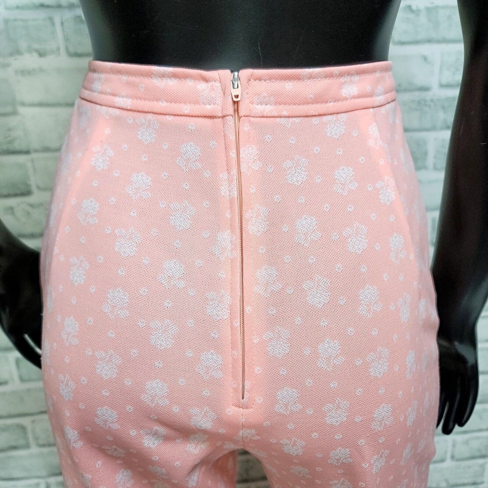 60s Pink Floral Polyester Leisure Suit Pant And Top - Image 9