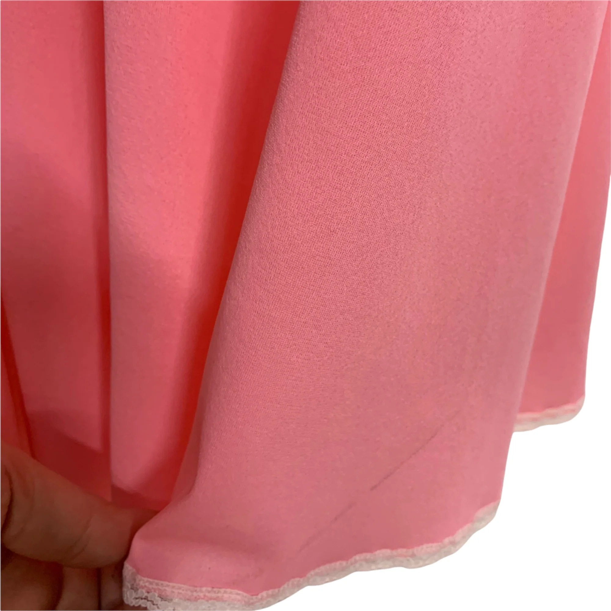 Vintage 60s Pink Nylon Lace Trim House Dress Large by Dutchmaid - Image 5