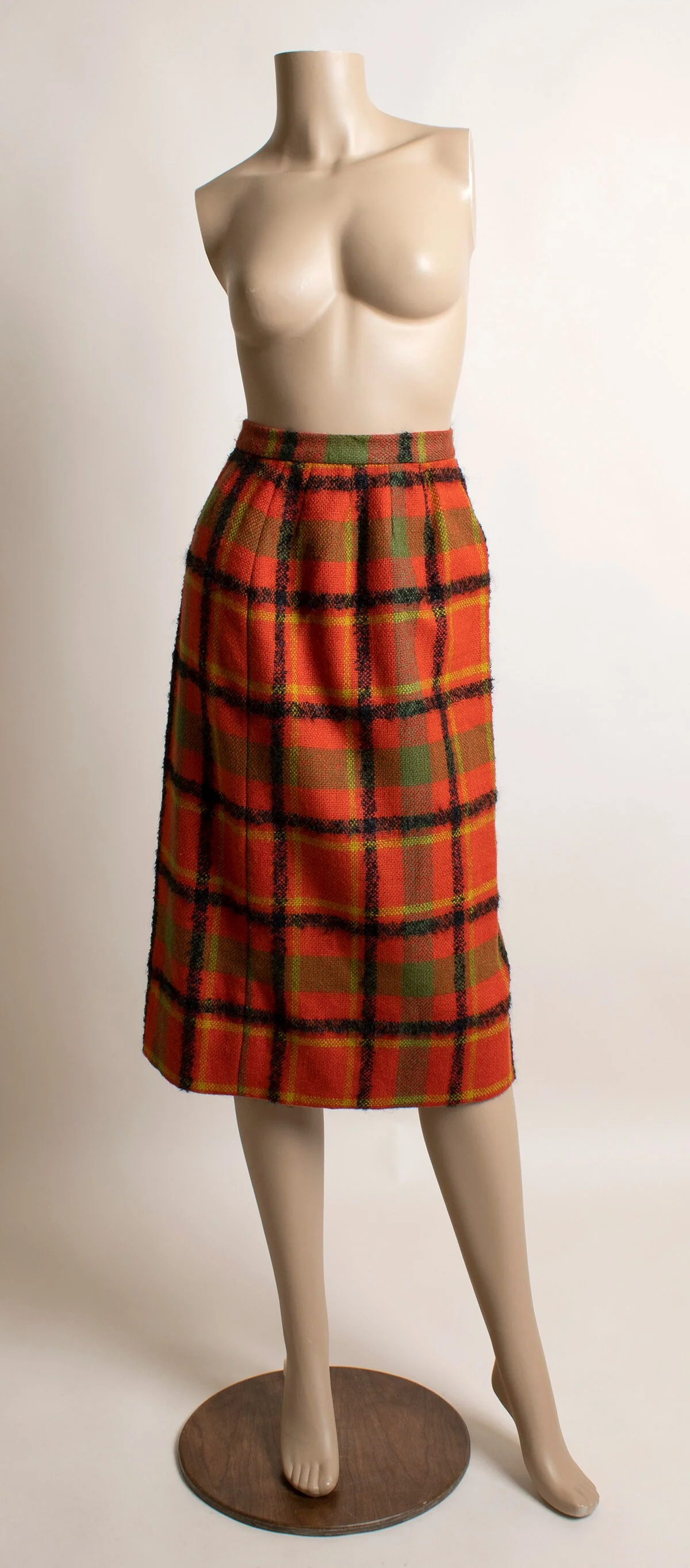Vintage 60s Plaid Skirt Vest and Coat Set Red Tartan Wool 60s Mod Fashion Vogue Paris Originals Small Xs by Vogue - Image 8