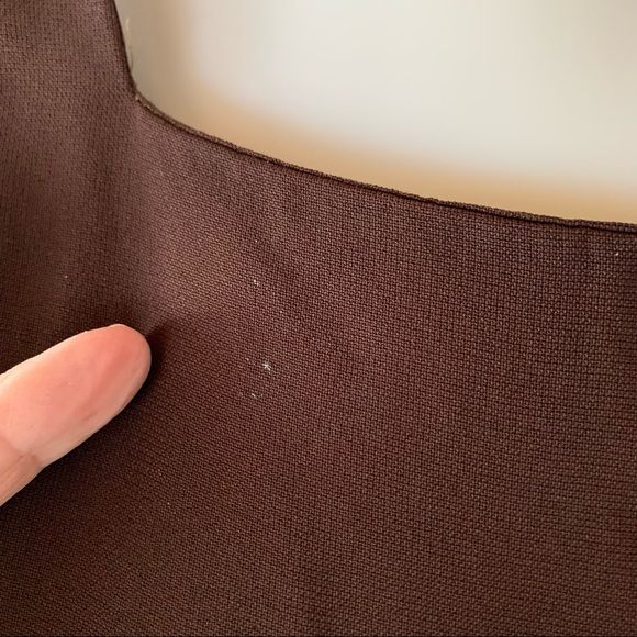 Vintage 60s Pleated Dress Square Neck Pleated Belted Brown - Image 5