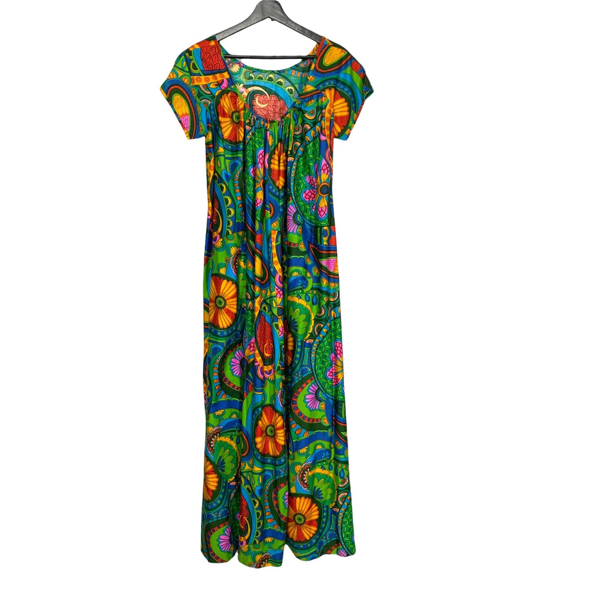 Vintage 60s Psychedelic Hawaiian Print Dress Medium by Island Fashion - Image 2