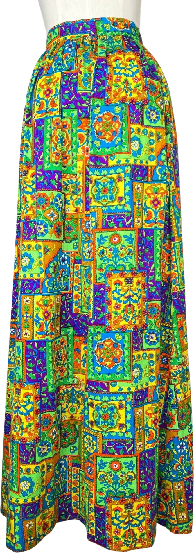 Vintage 60s Psychedelic Maxi Skirt by Martin Berens Tall Fashions of California