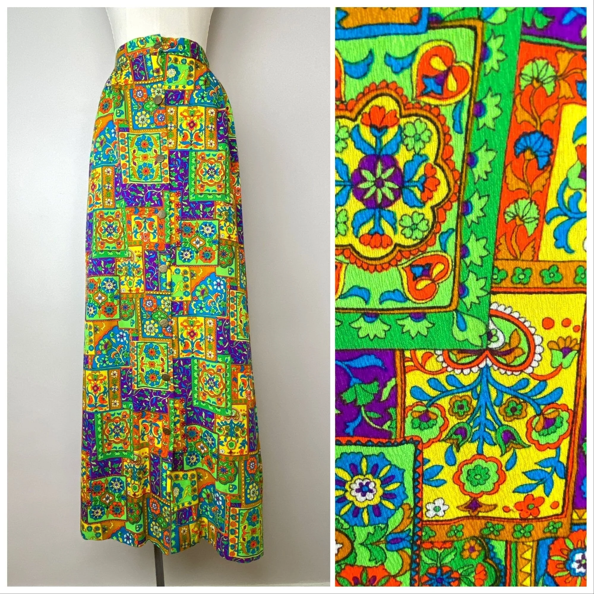 Vintage 60s Psychedelic Maxi Skirt by Martin Berens Tall Fashions of California - Image 2