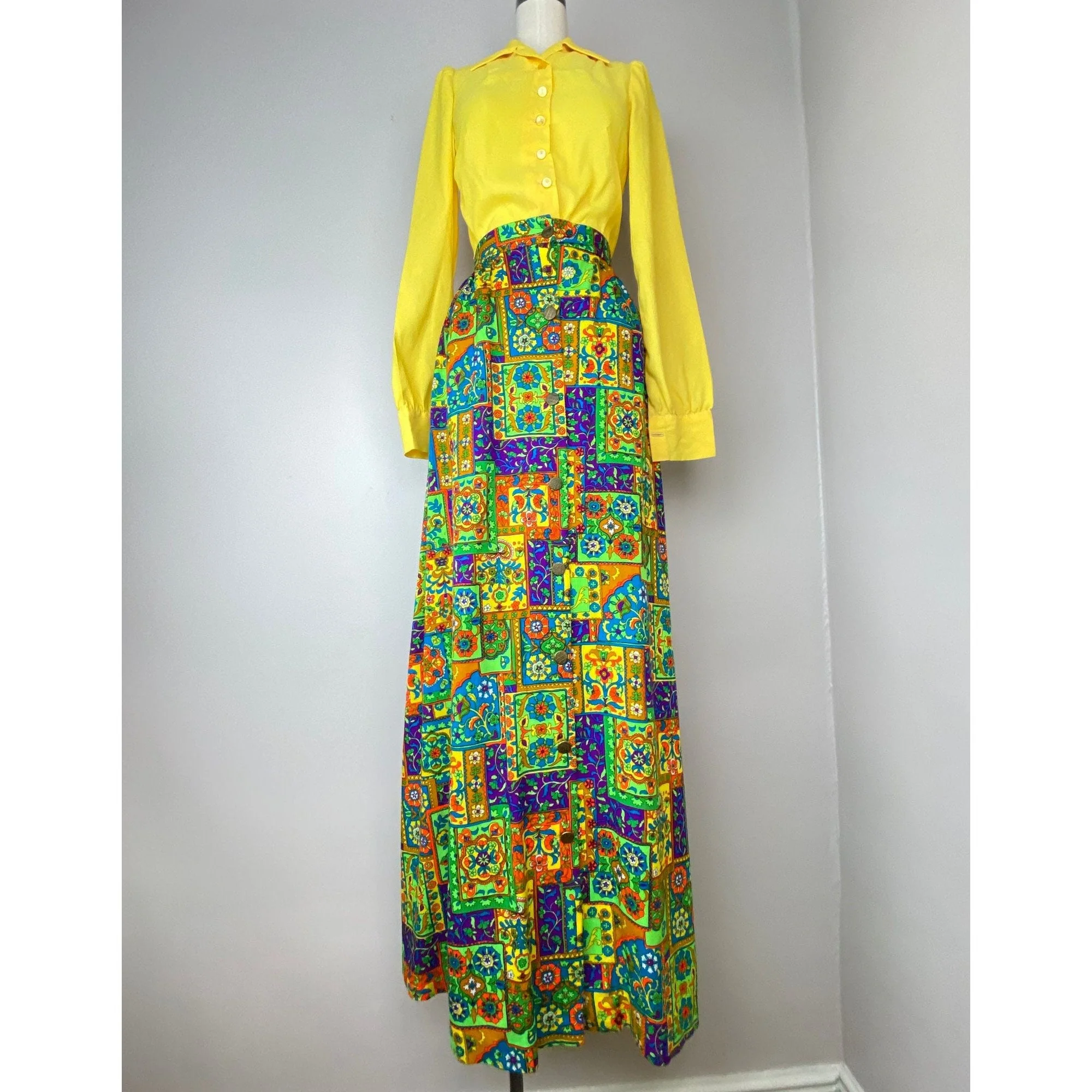 Vintage 60s Psychedelic Maxi Skirt by Martin Berens Tall Fashions of California - Image 5