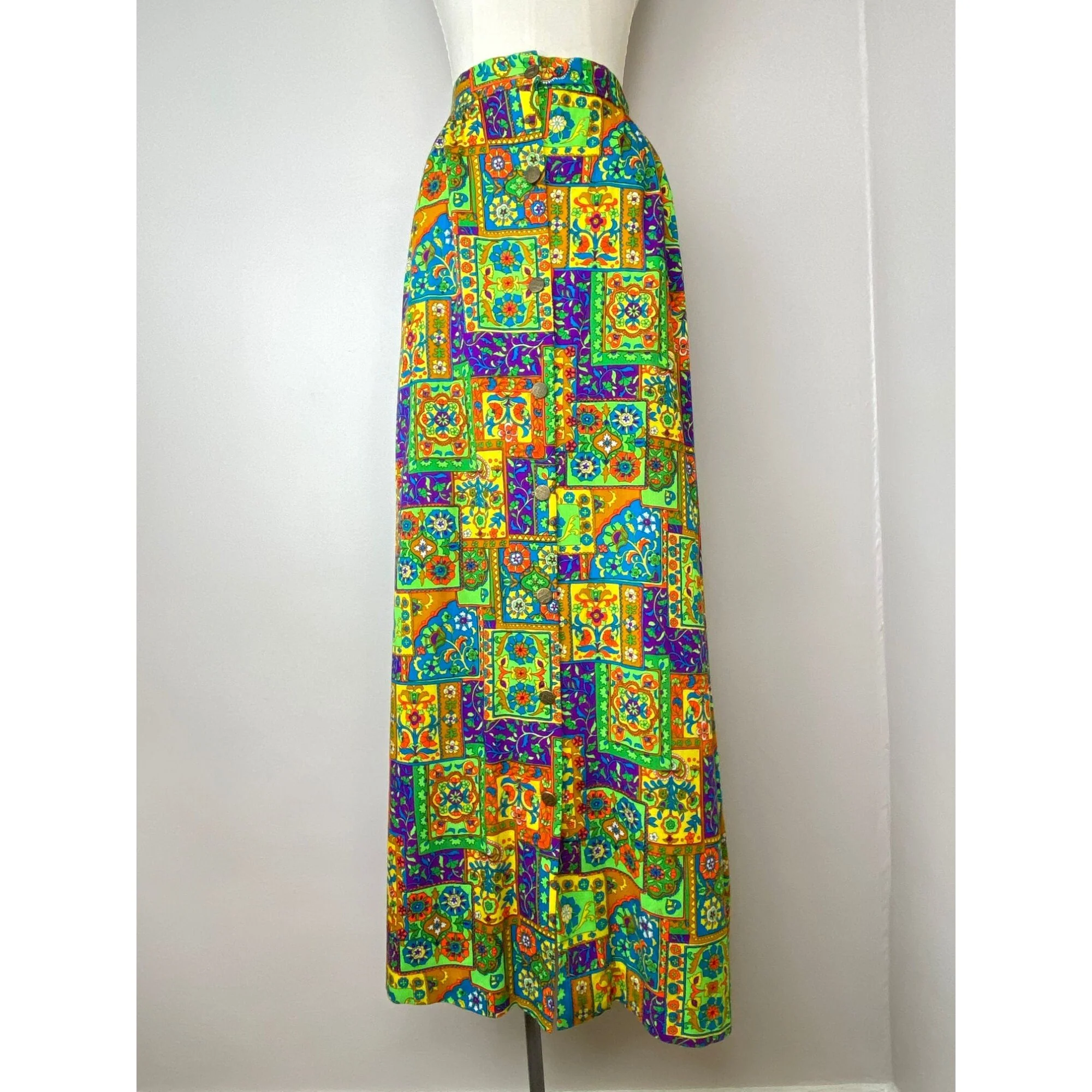 Vintage 60s Psychedelic Maxi Skirt by Martin Berens Tall Fashions of California - Image 6