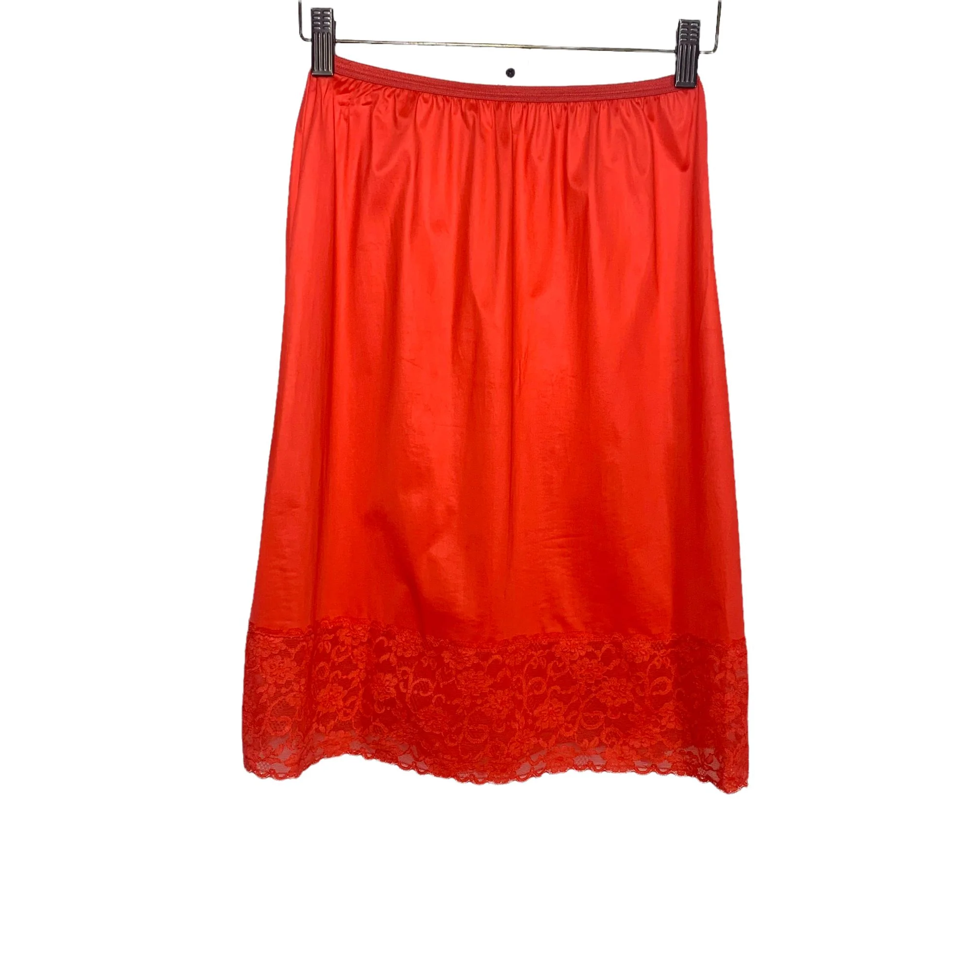 Vintage 60s Red Lace Tricot Nylon Above Knee Slip by Vanity Fair - Image 2