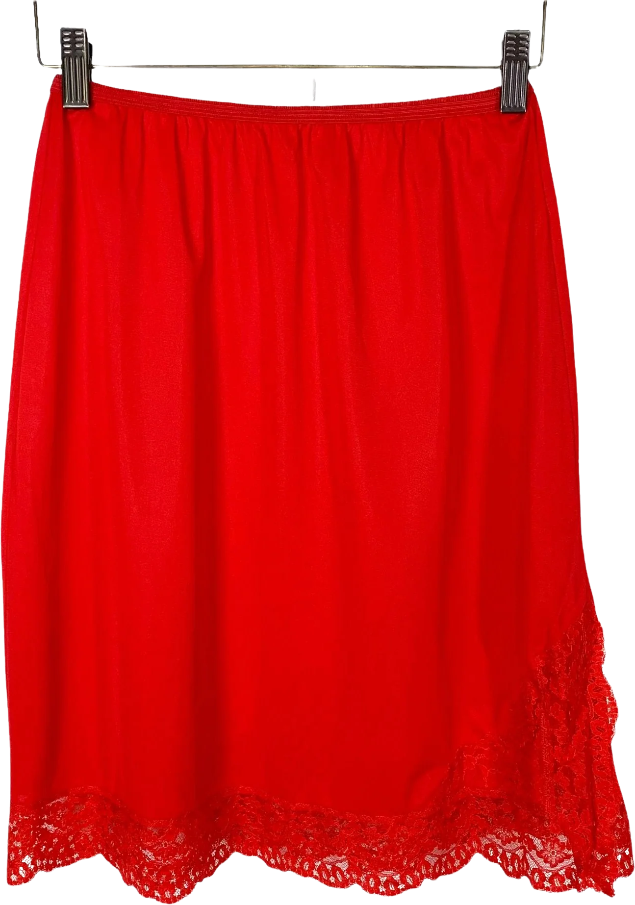 Vintage 60s Red Short Lace Slip Small