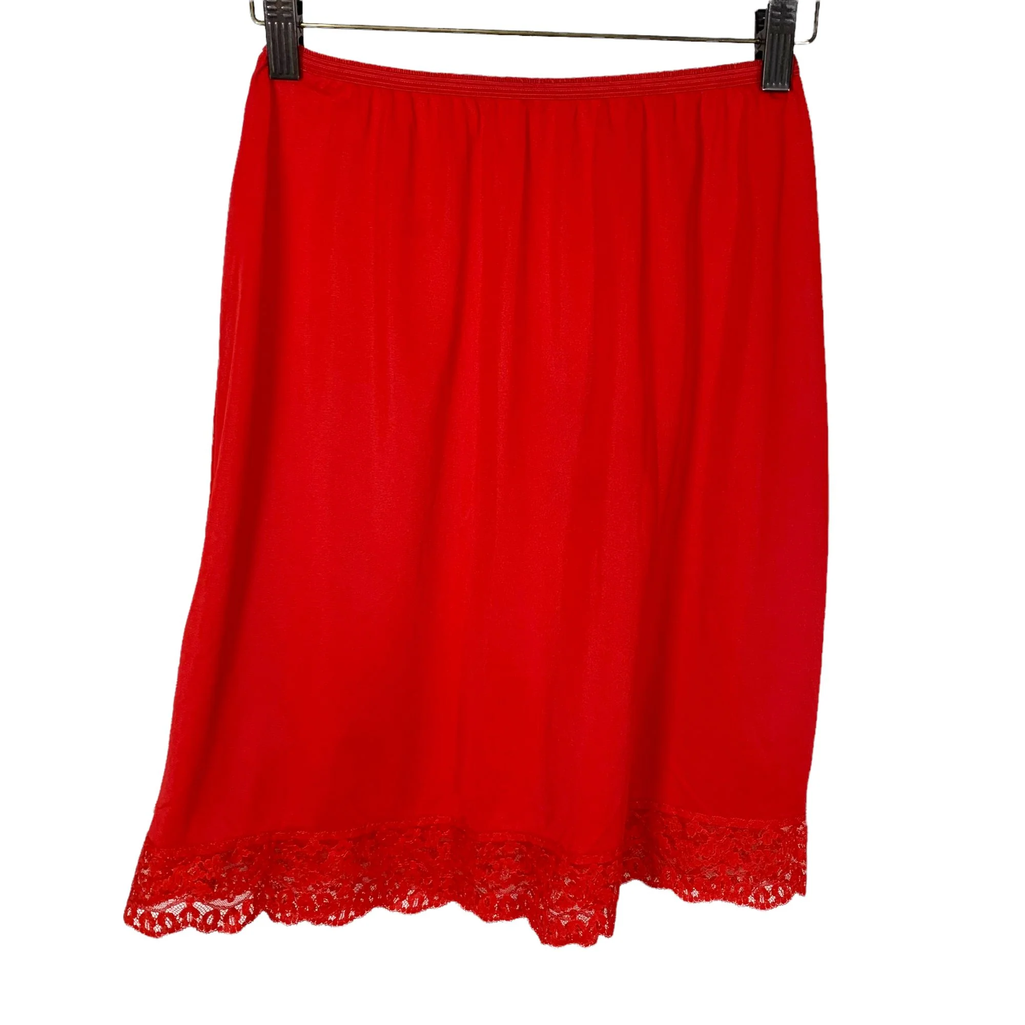 Vintage 60s Red Short Lace Slip Small - Image 2