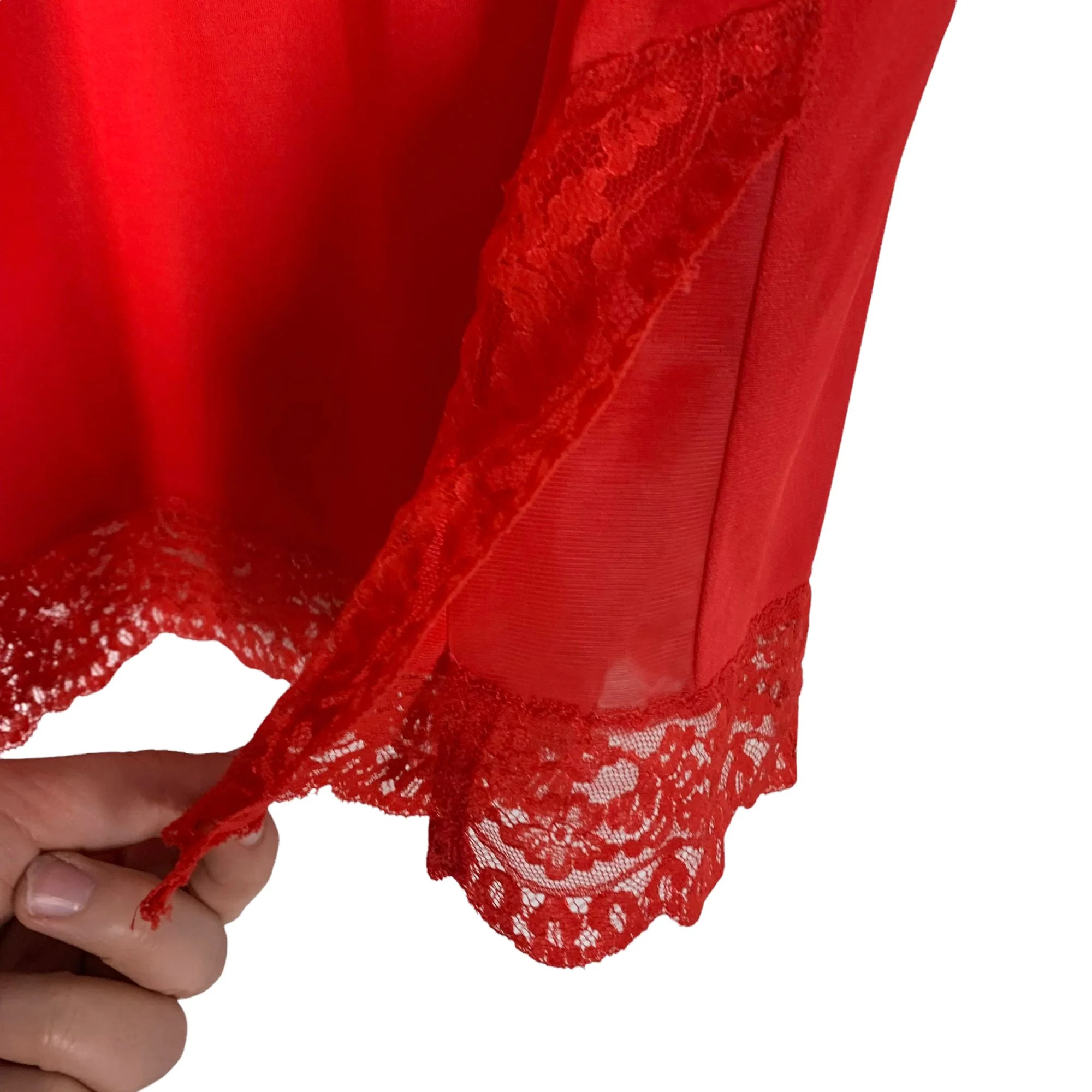 Vintage 60s Red Short Lace Slip Small - Image 3