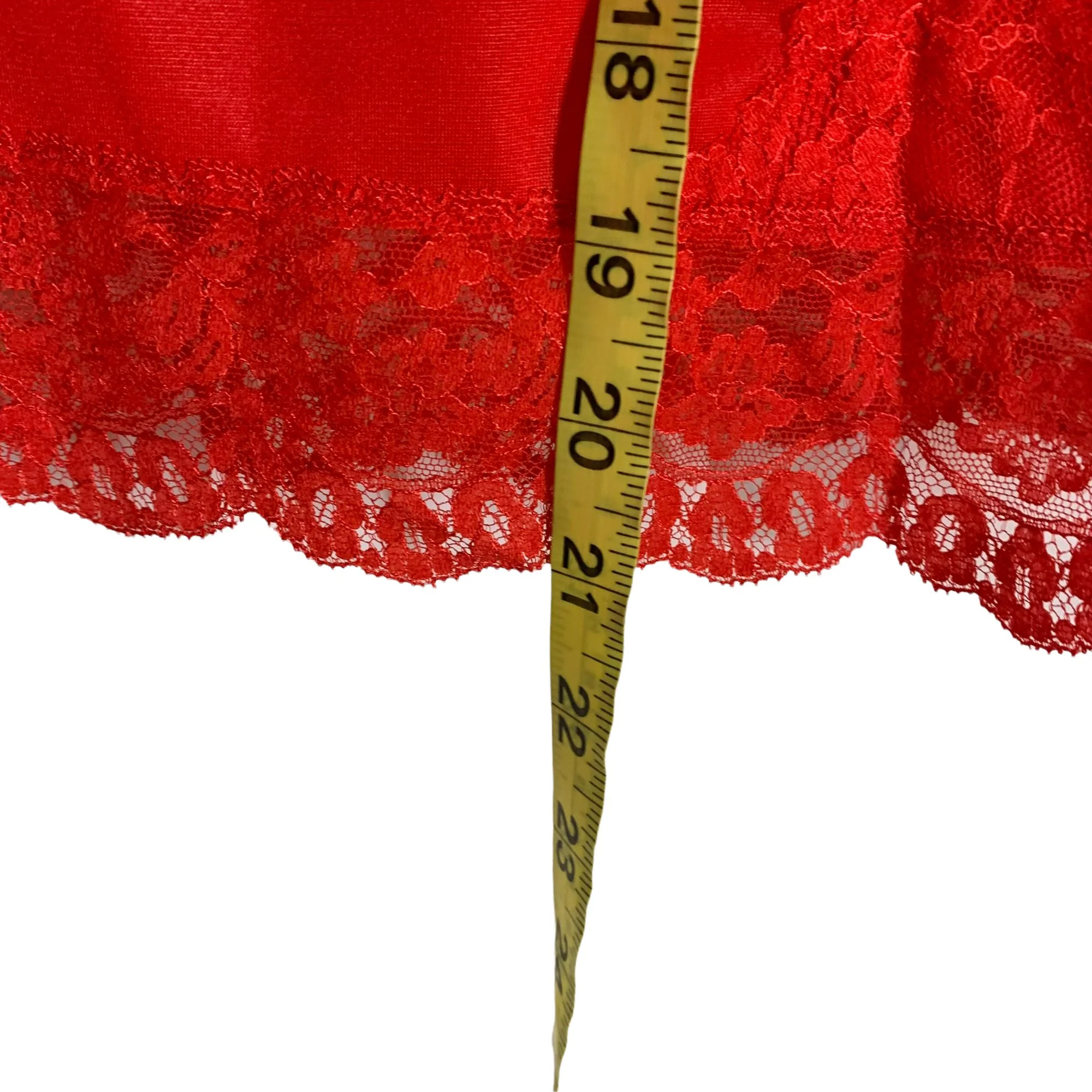 Vintage 60s Red Short Lace Slip Small - Image 5