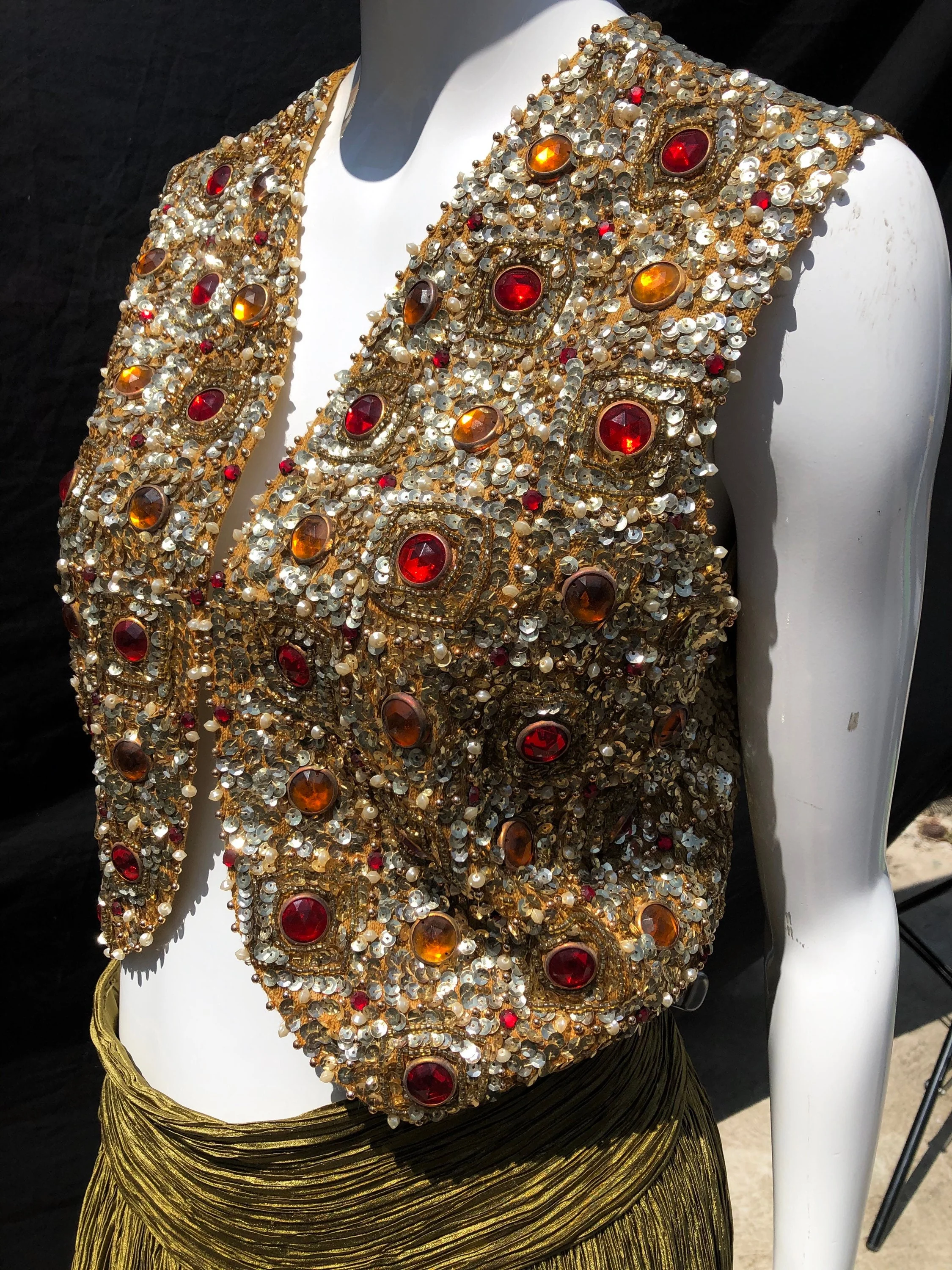 Vintage 60s Sexy Beaded Sequin Cropped Top Genie Top Mod Costume Party Entertainer Showgirl Burlesque Size M by Valentina - Image 6