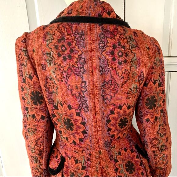 Vintage 60s Tapestry Coat Small Double Breasted Brocade Glam Hippie Ilgwu - Image 4