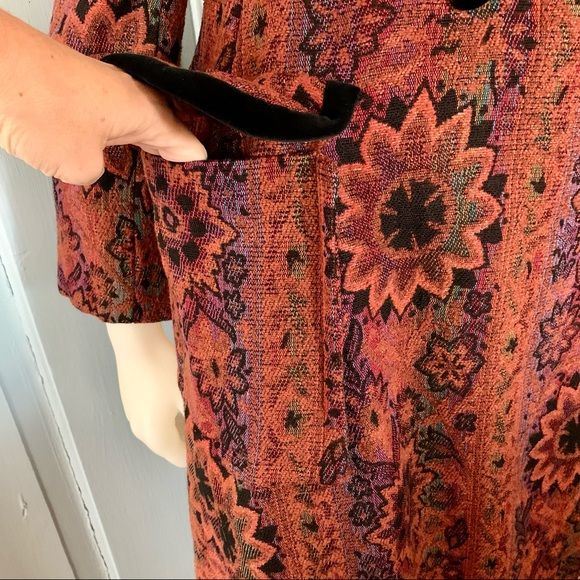 Vintage 60s Tapestry Coat Small Double Breasted Brocade Glam Hippie Ilgwu - Image 8