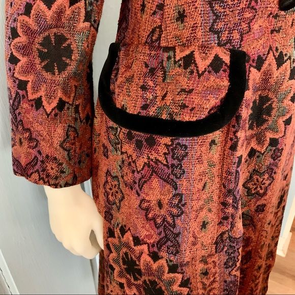 Vintage 60s Tapestry Coat Small Double Breasted Brocade Glam Hippie Ilgwu - Image 9
