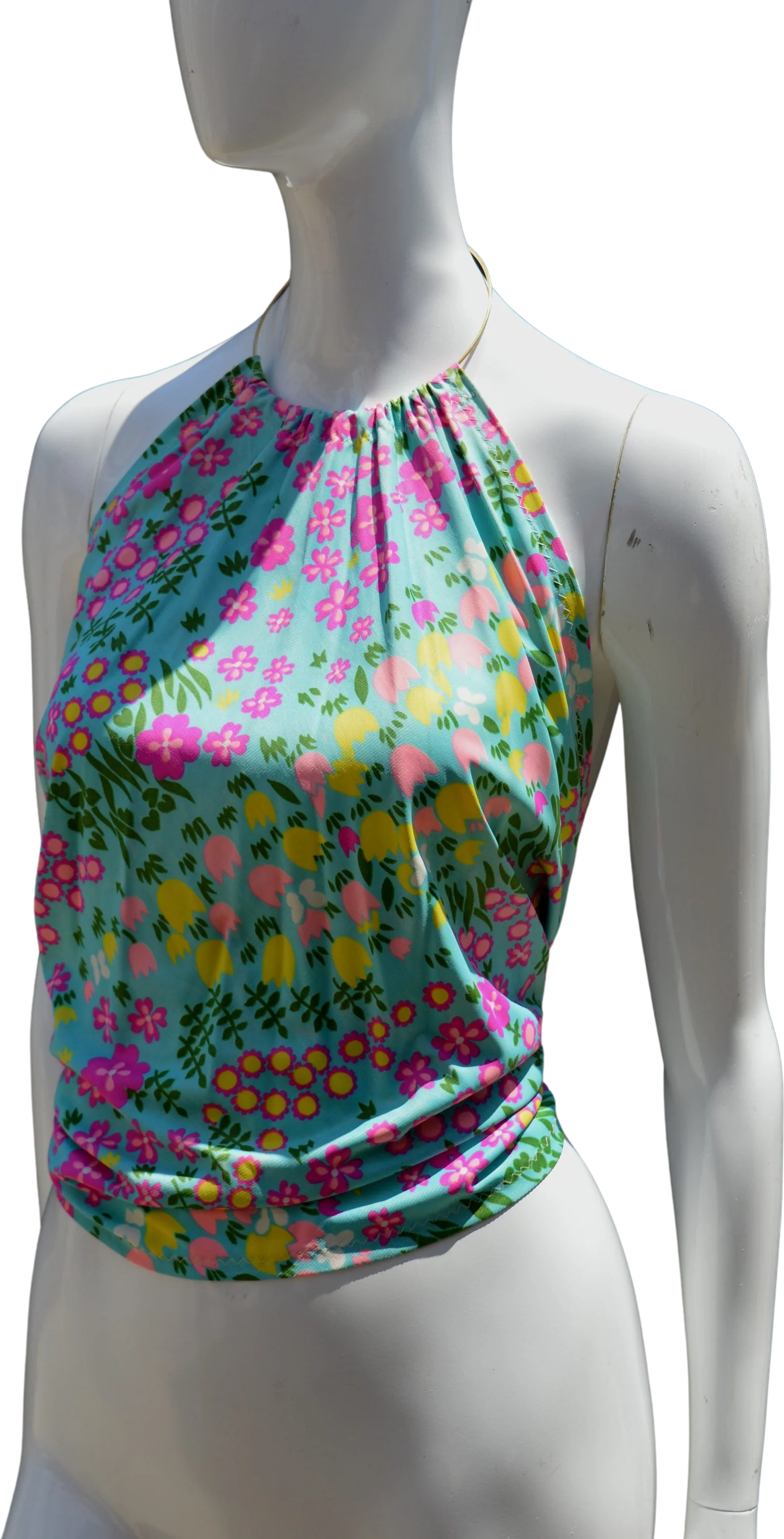 Vintage 60s Top Anky Top Sexy Blouse Metal Ring Tie On The Back Top Sm New Never Used Nol