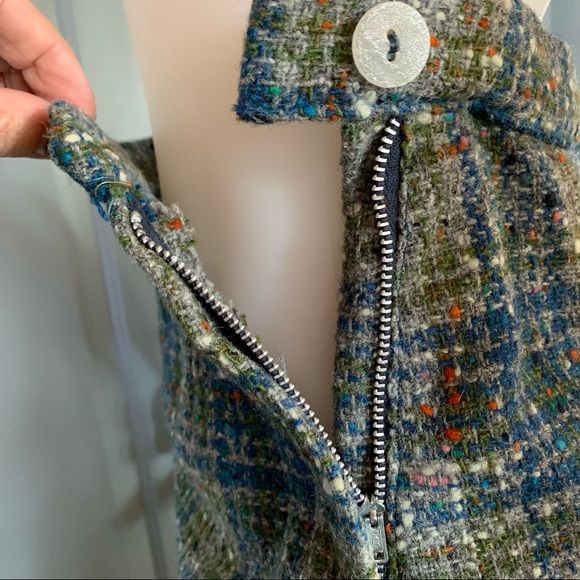 Vintage 60s Tweed Coat and Skirt Set Funnel Neck Statement Buttons Ilgwu Small - Image 12